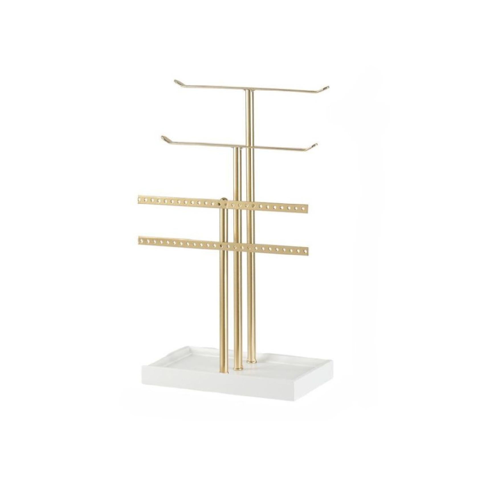4-Tiered Gold & White Jewellery Display Stand