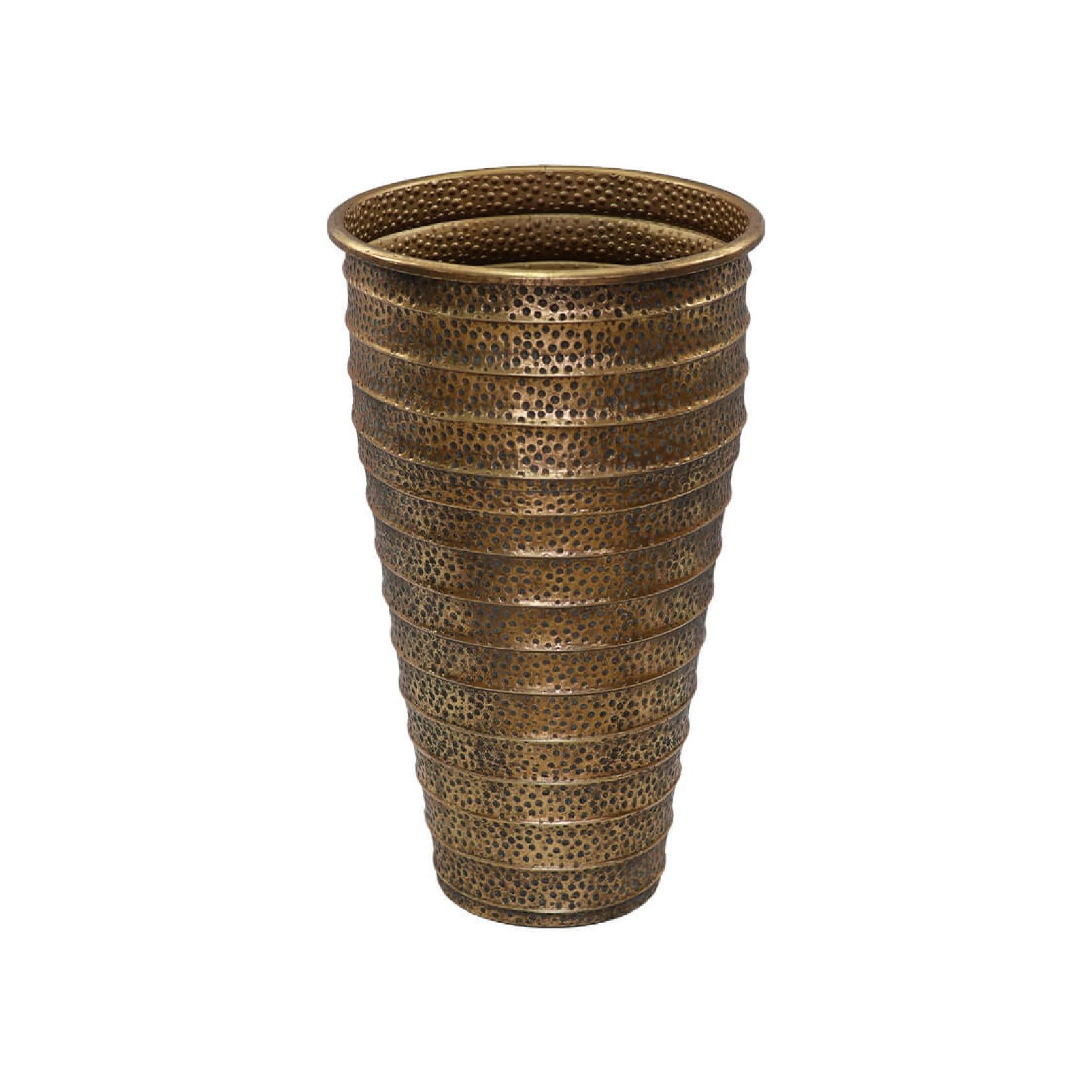 Textured gold metal vase