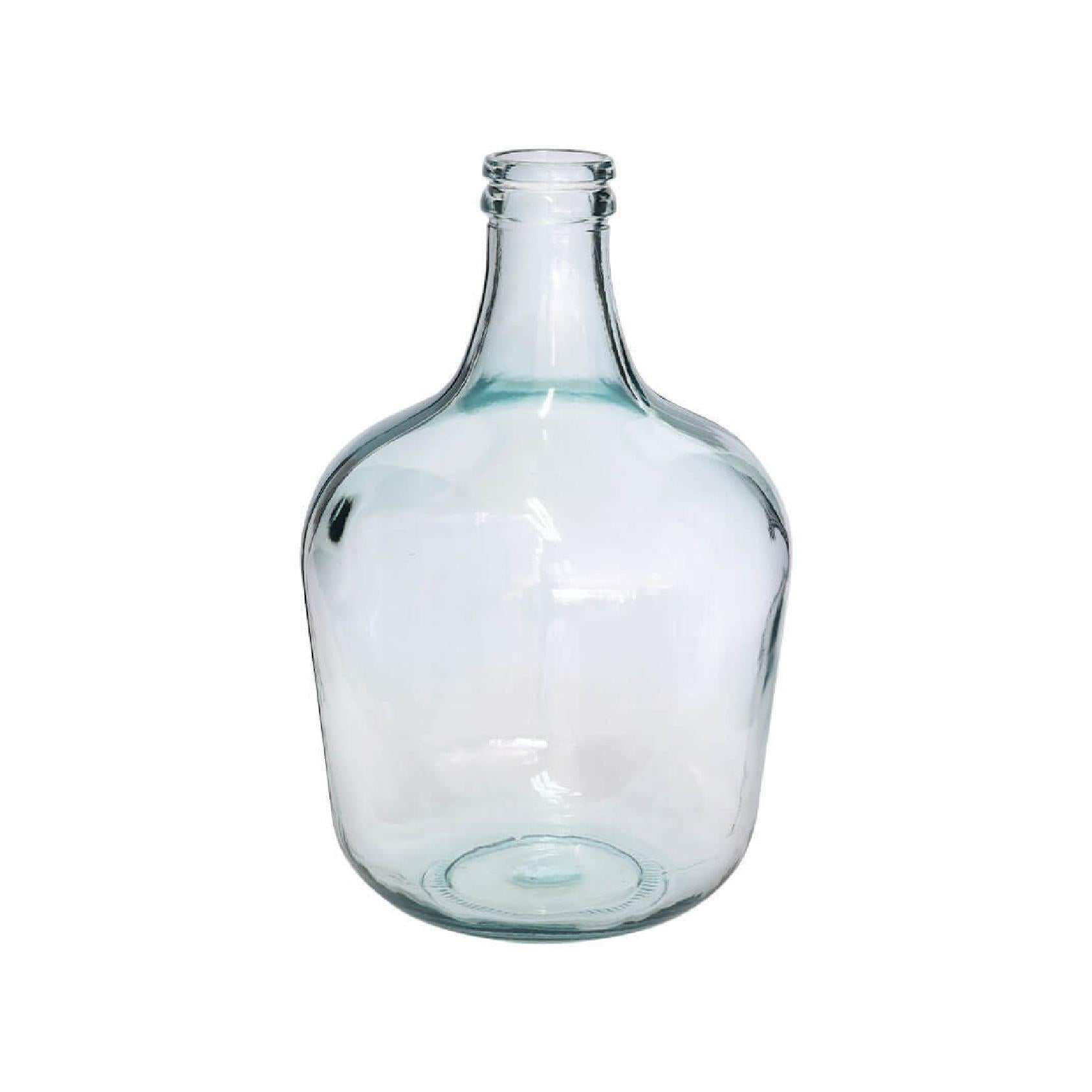 Translucent blue glass bottle vase
