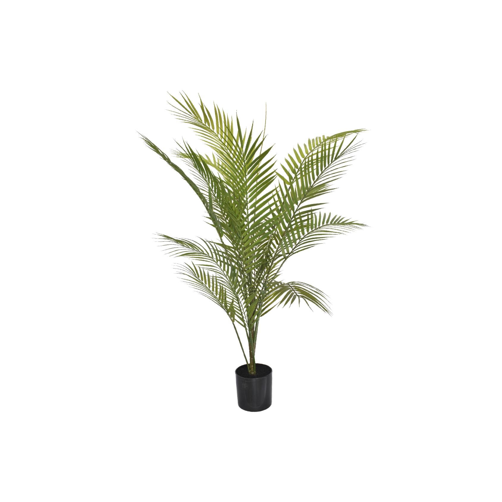 Artificial palm tree in black pot