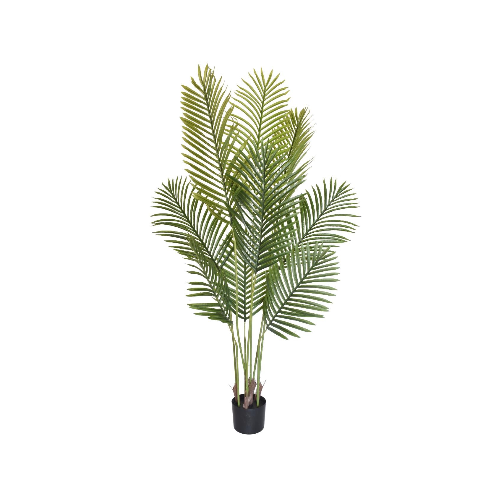 Artificial palm tree in black pot