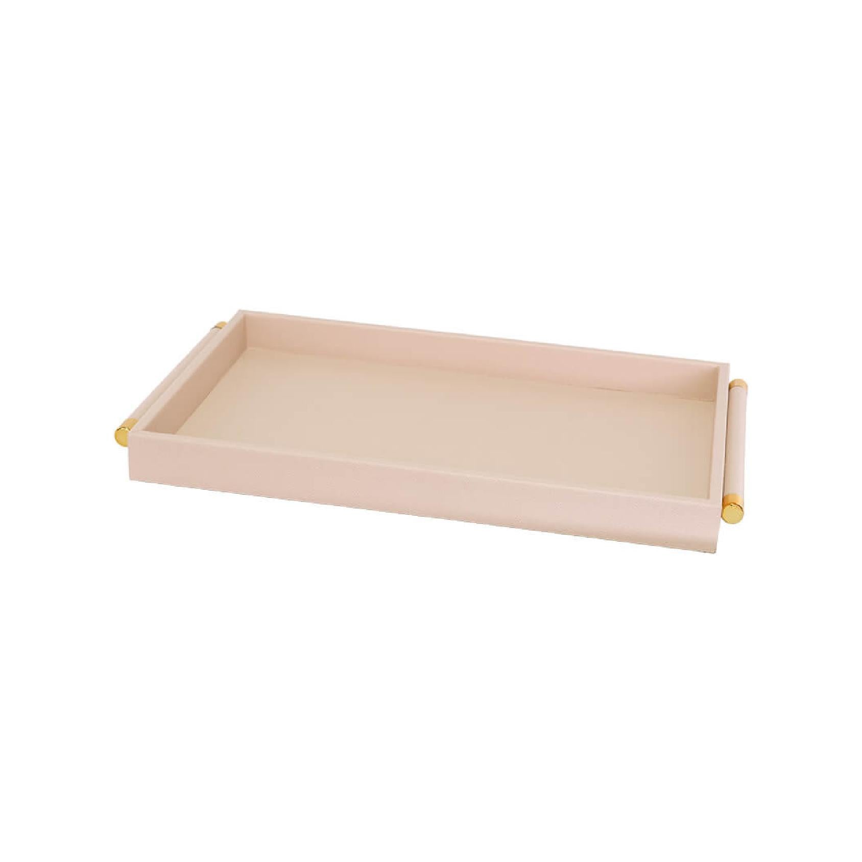 Beige and gold faux leather display tray