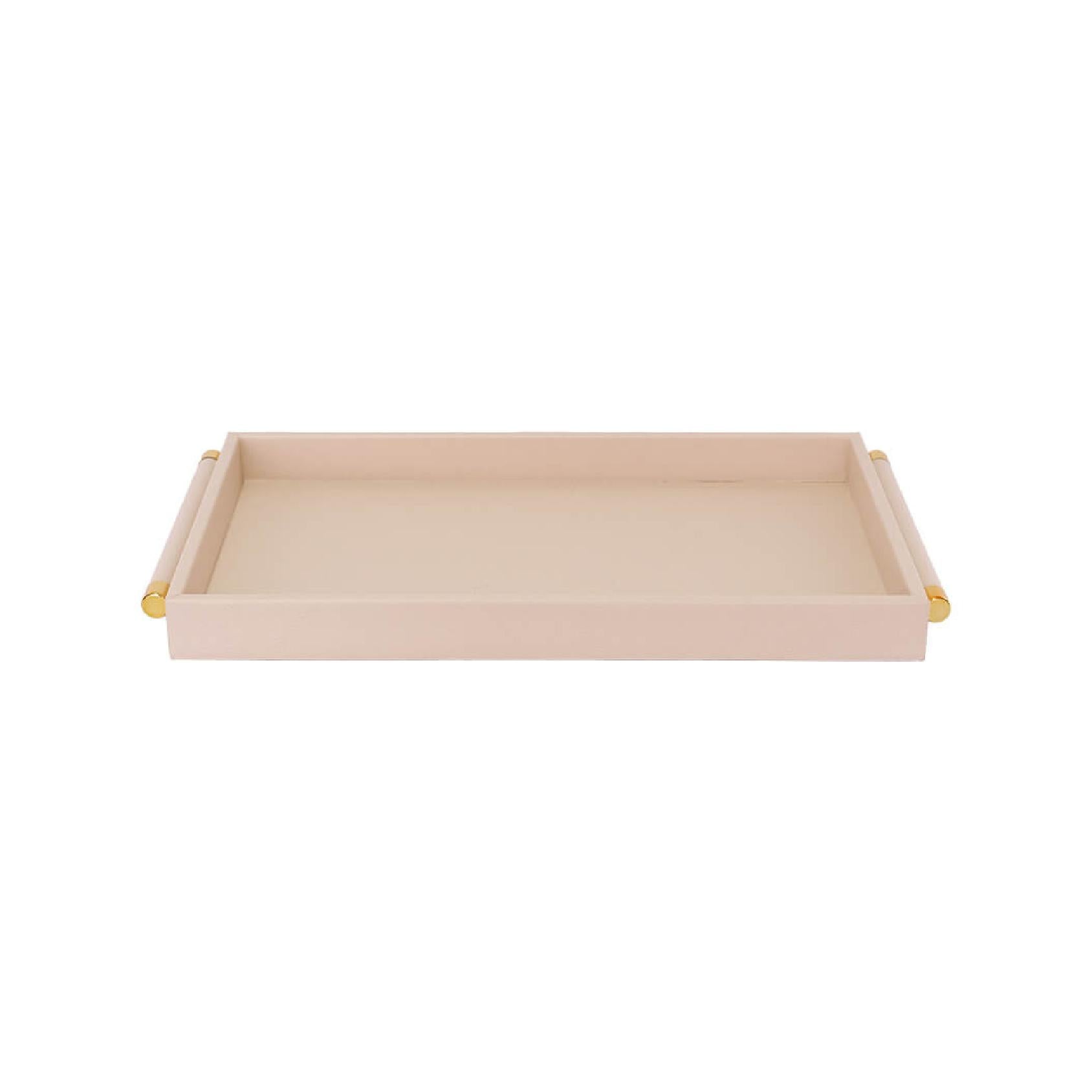 Beige and gold faux leather display tray