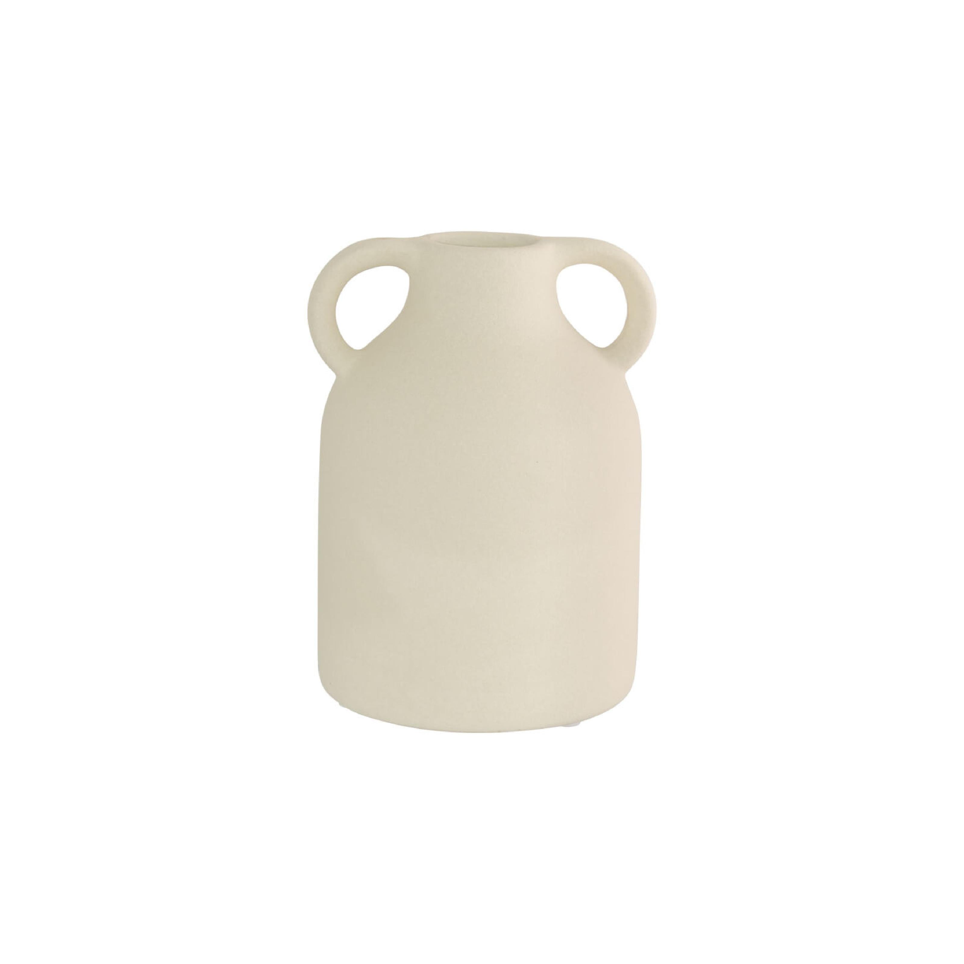 Beige handled ceramic vase