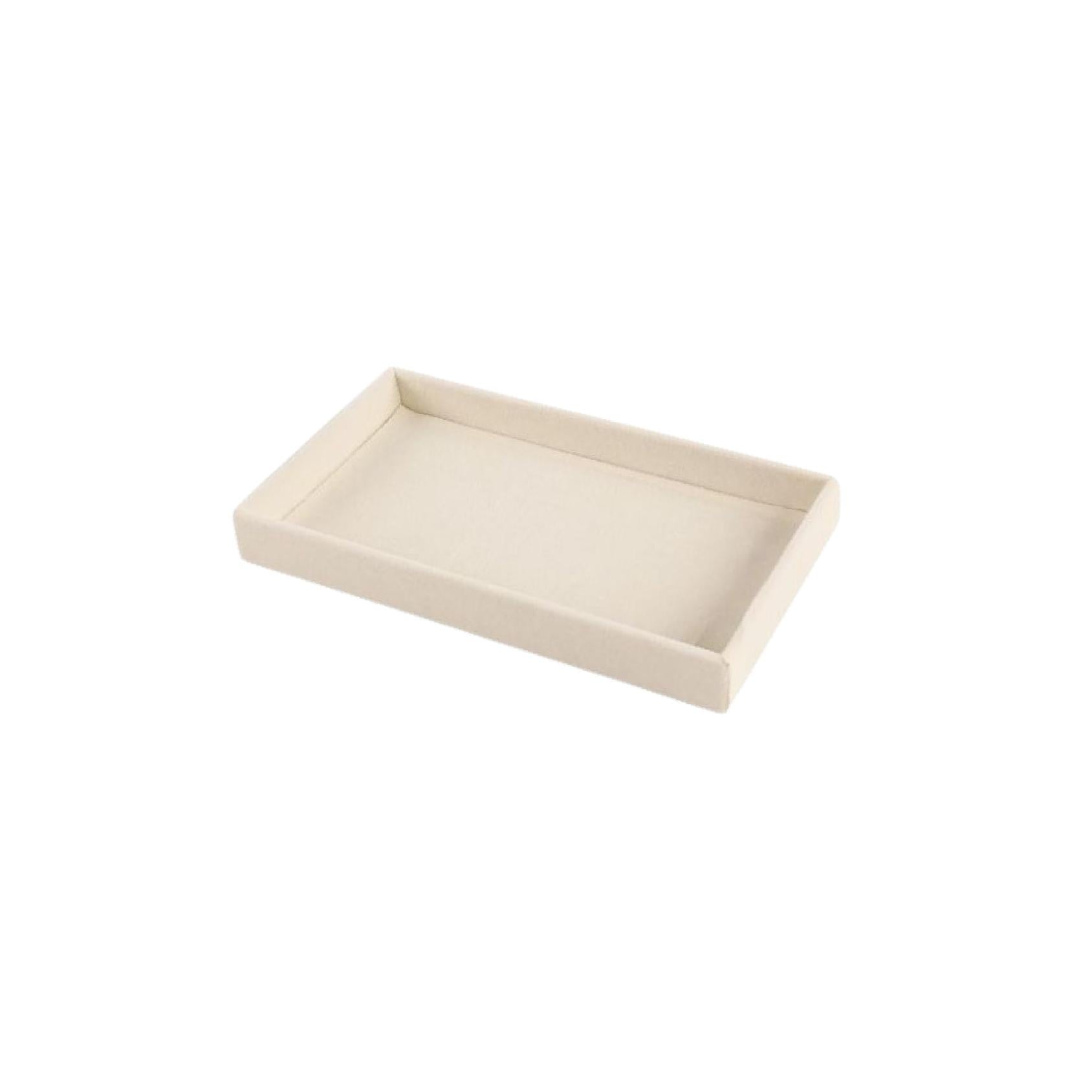 Beige velvet rectangular open jewellery tray