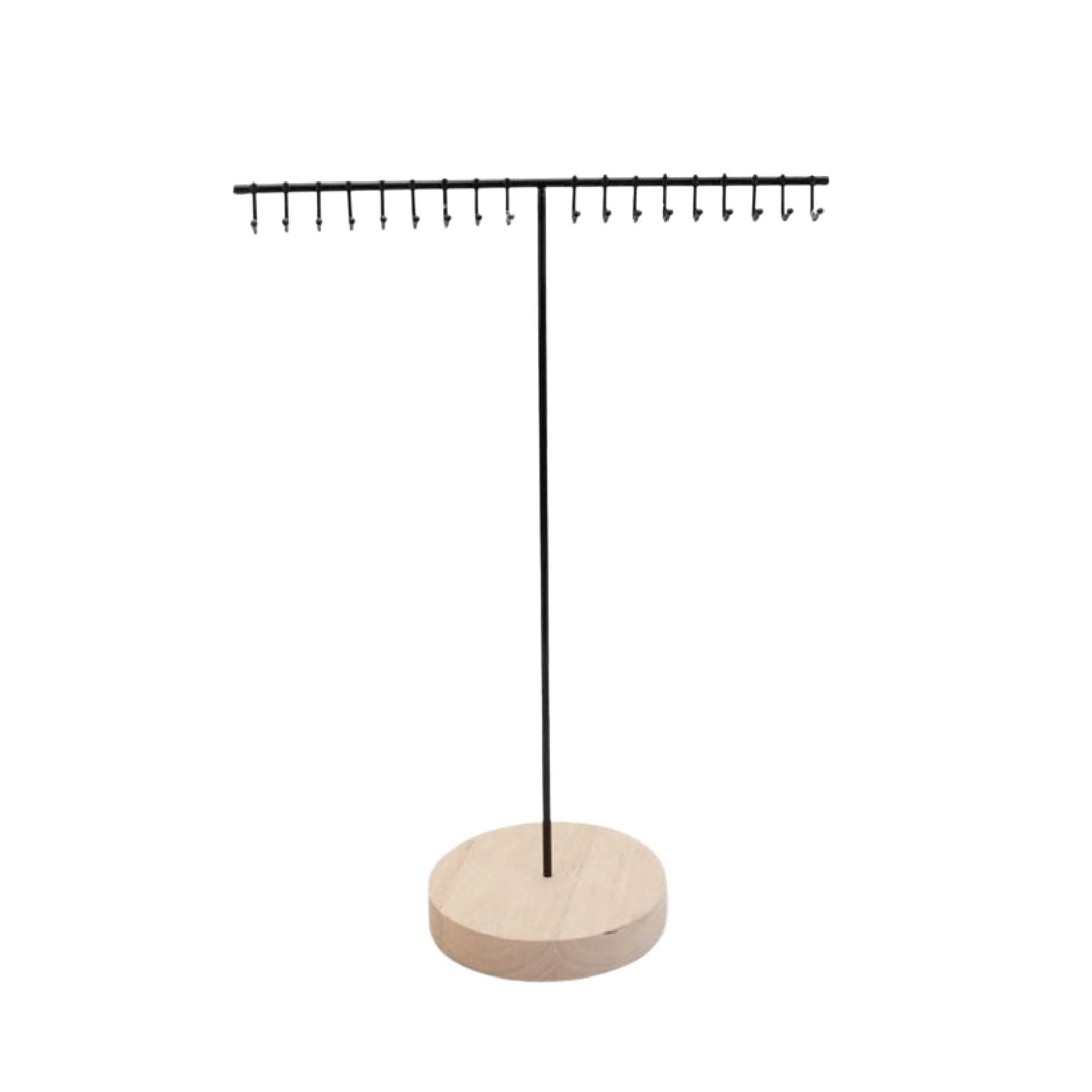 Black and wood necklace holder