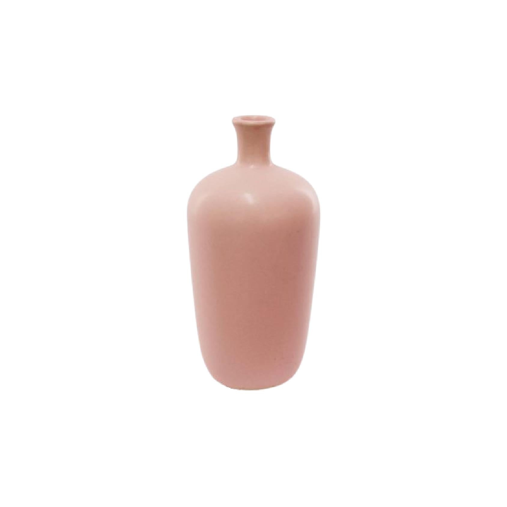 Bottle-shaped blush pink ceramic posy vase