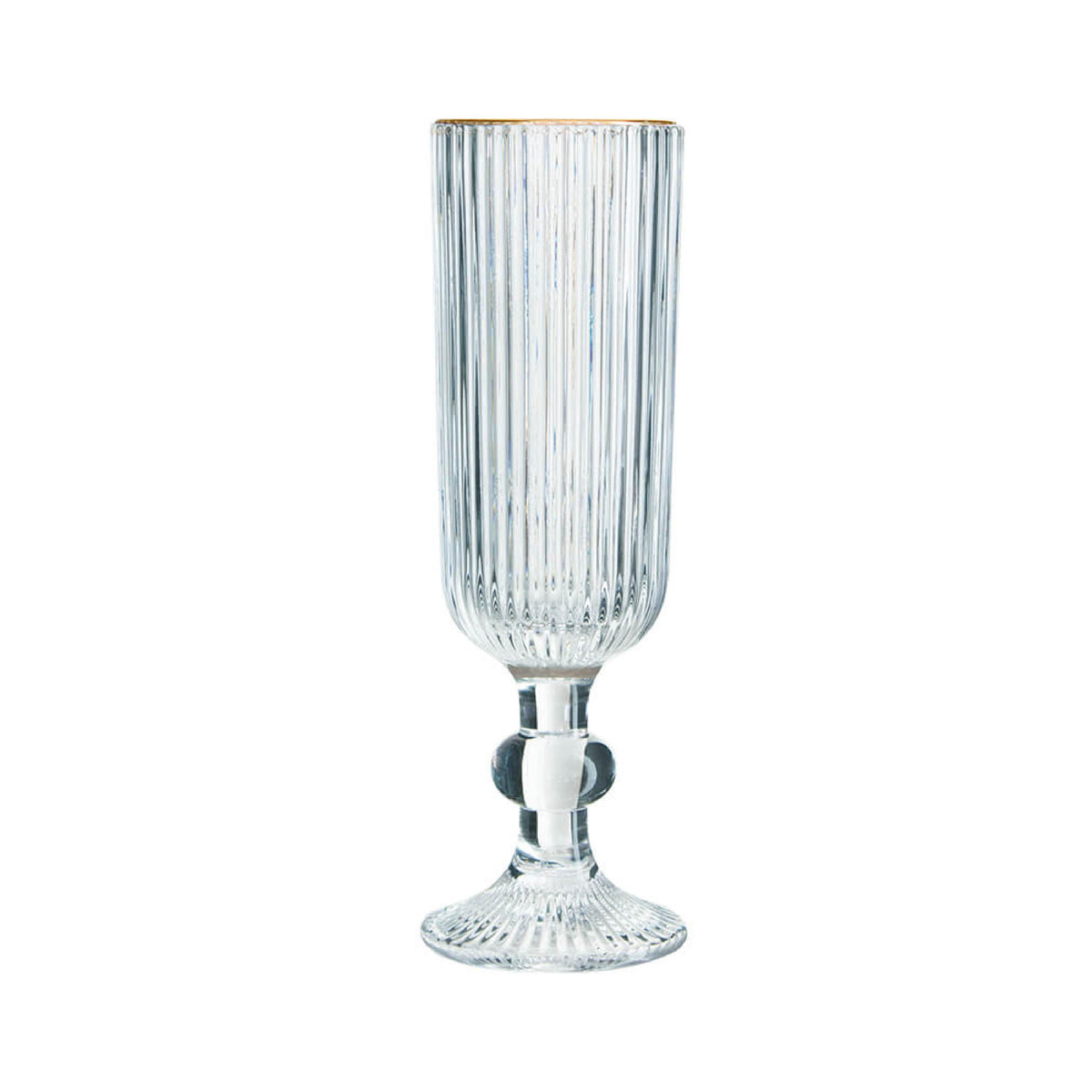 Ribbed Champagne Flute with Gold Rim The Home Quarter