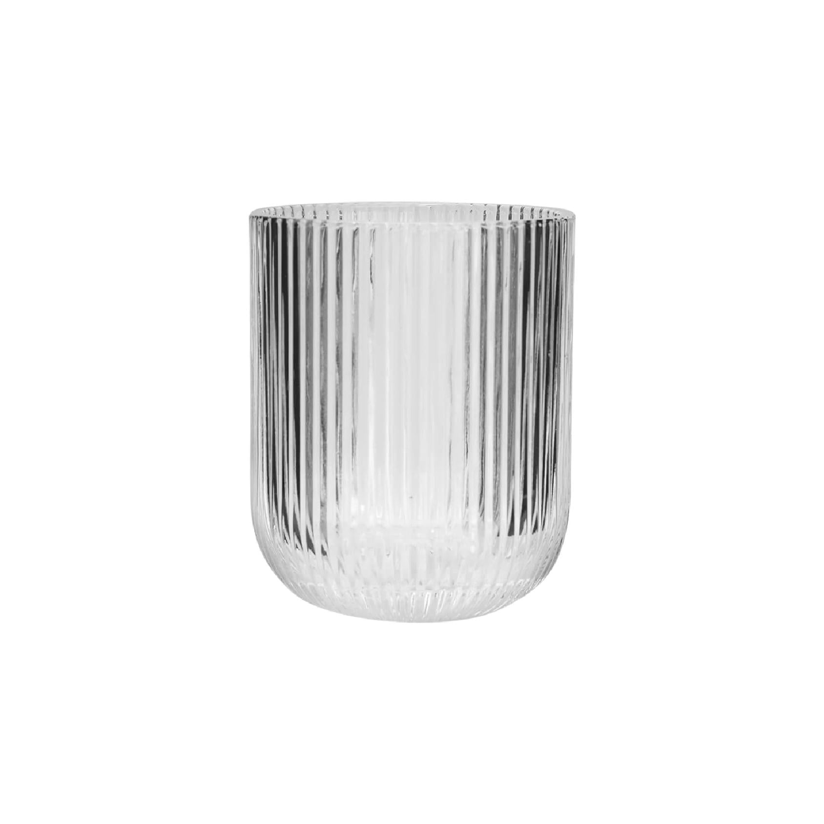 Clear ribbed glass tumbler