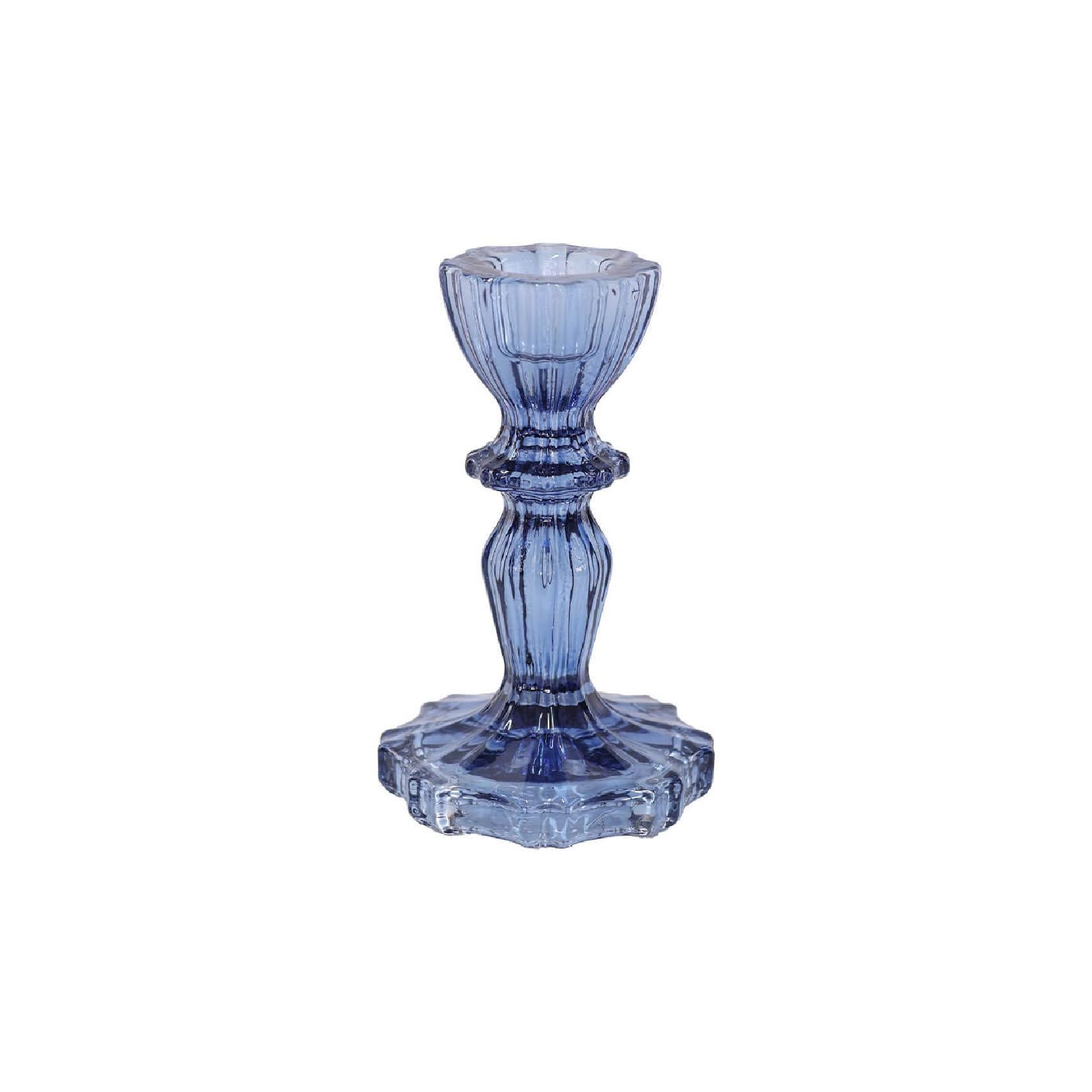 Decorative blue glass candle holder