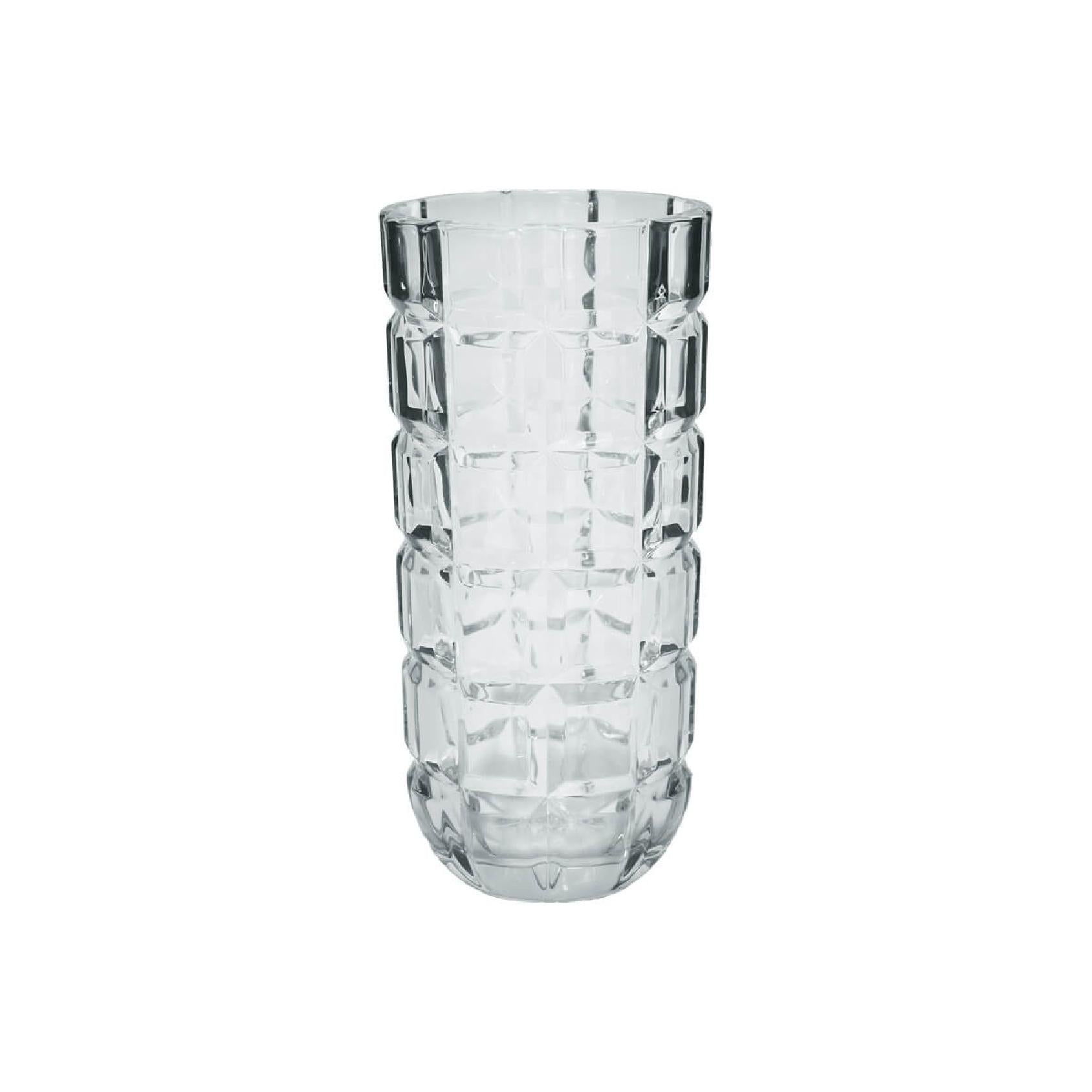 Emerald cut glass vase