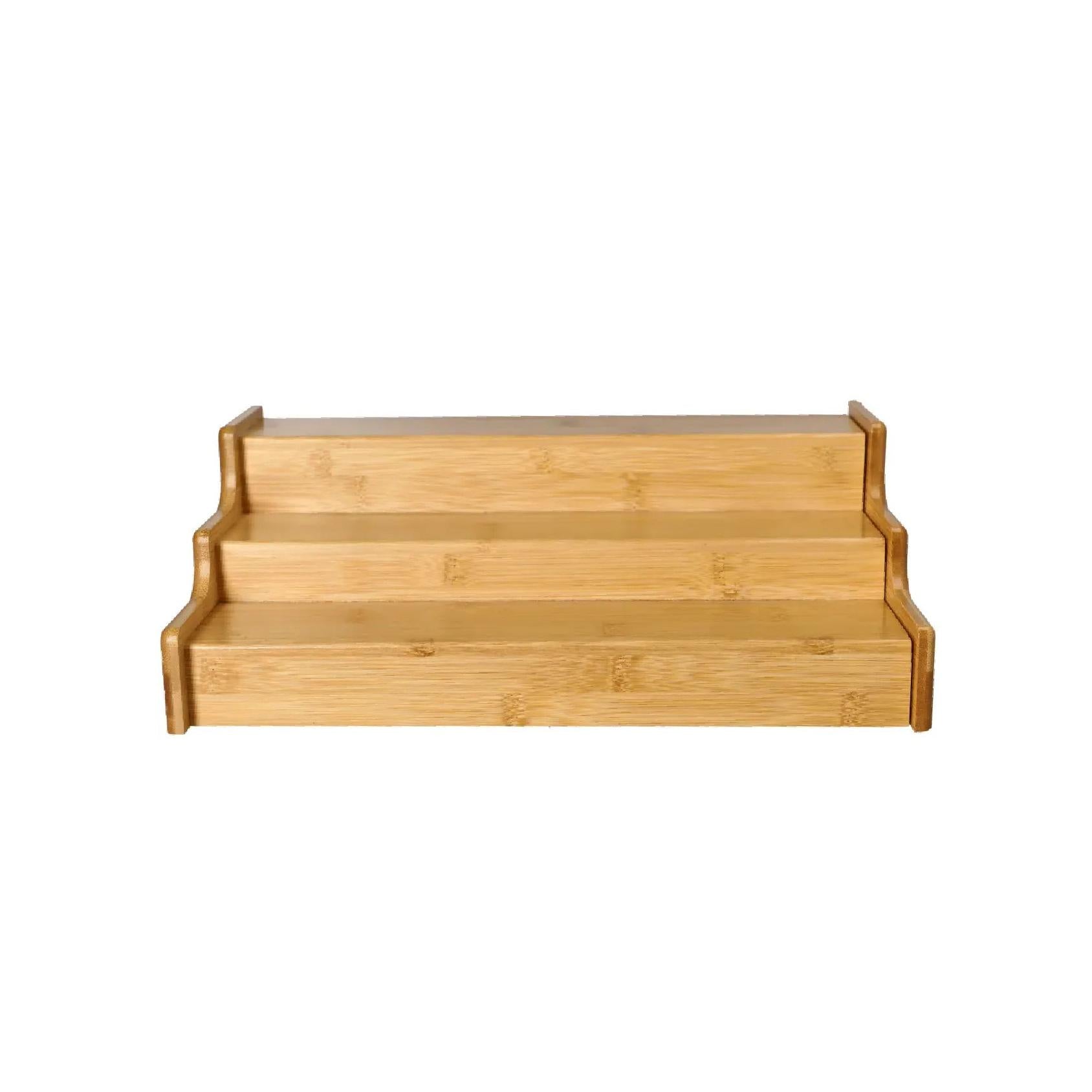 Expandable 3-tier bamboo spice rack