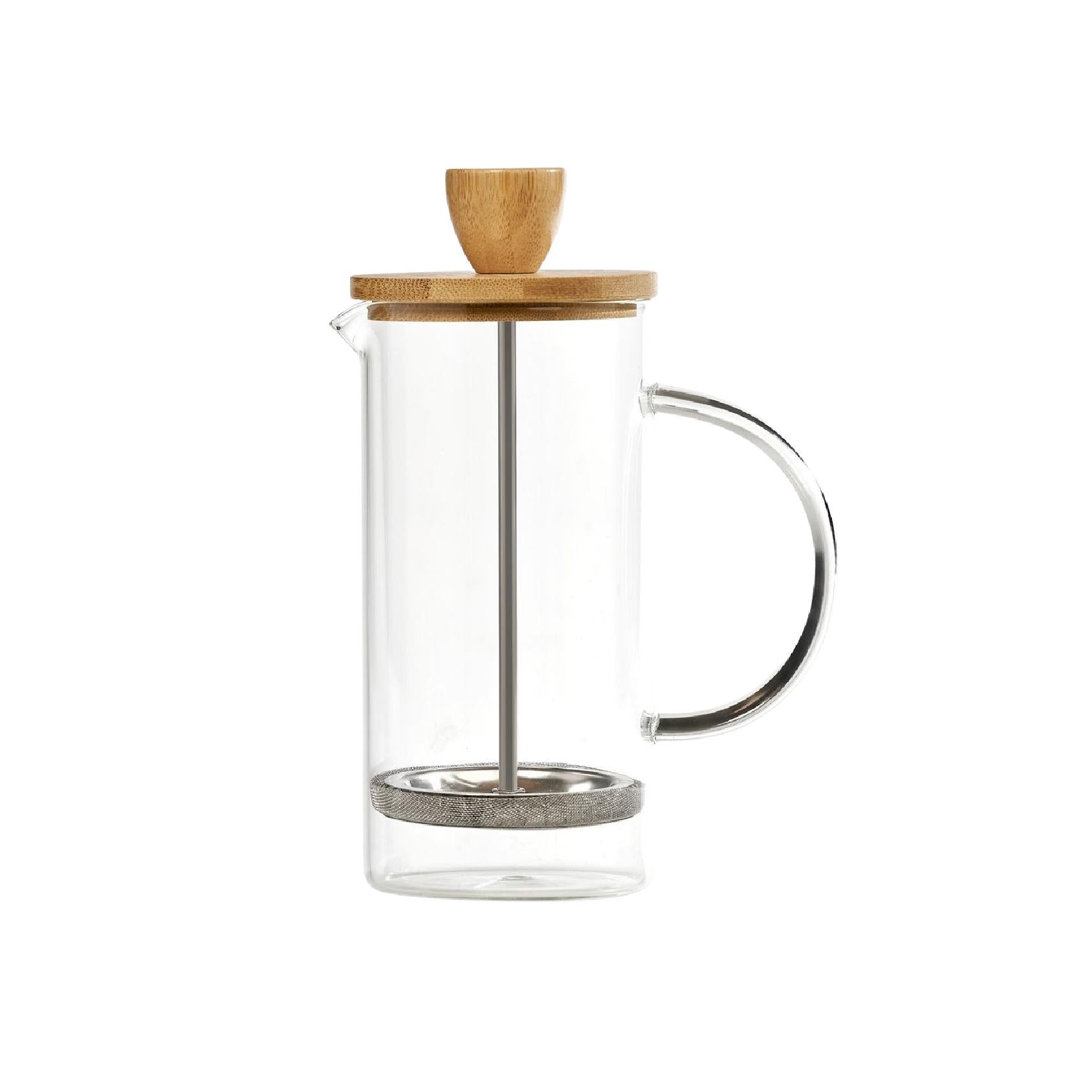 Clear glass french press with bamboo lid