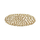 Decorative gold oval tray with sculptural lattice pattern
