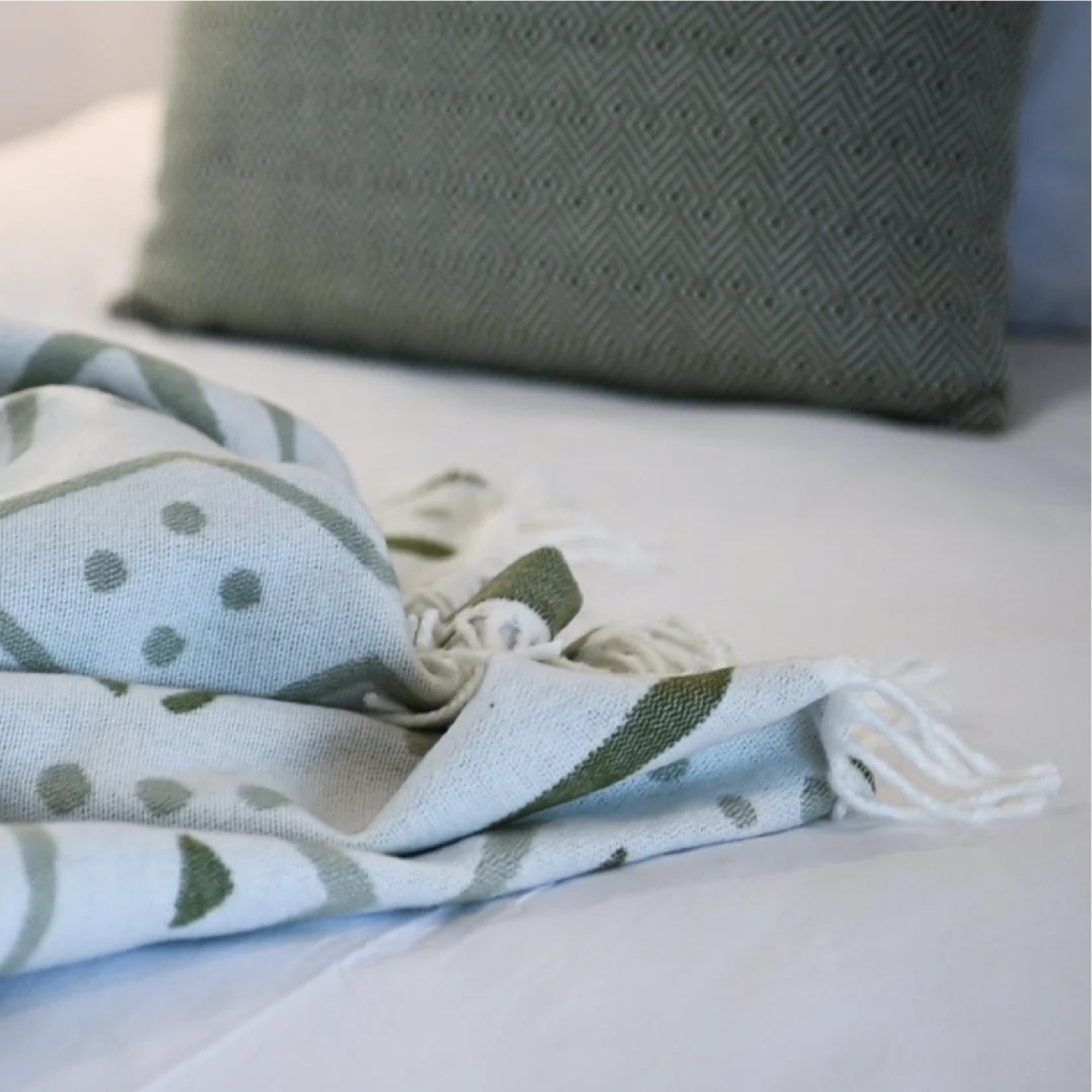 Mali olive and hunter throw