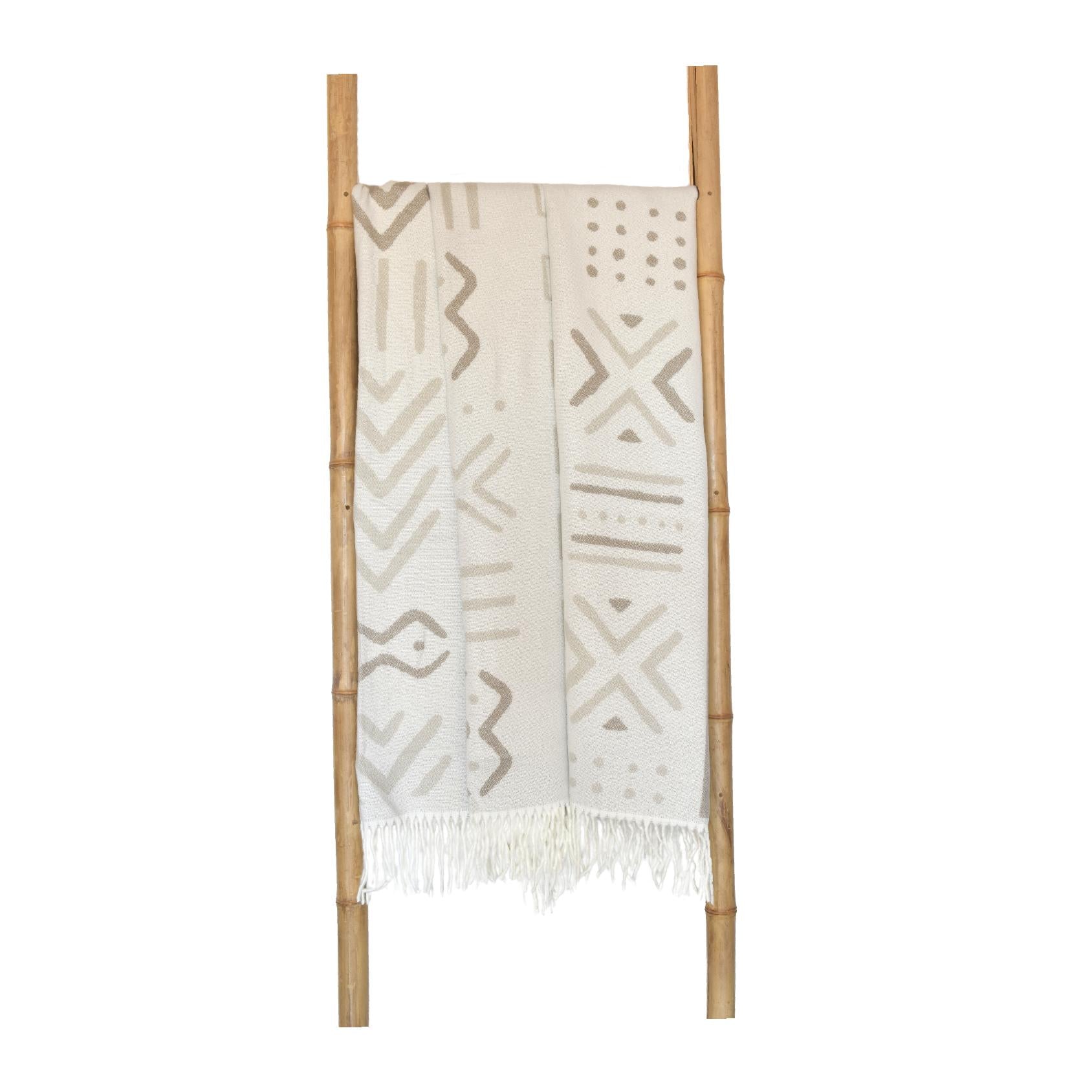 Mali oyster grey and cobblestone throw