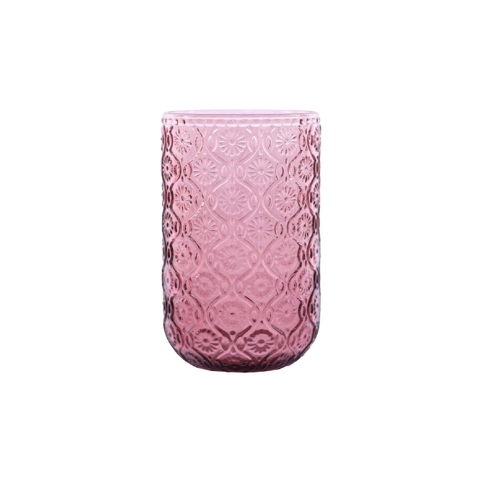 Purple glass hi-ball with embossed pattern