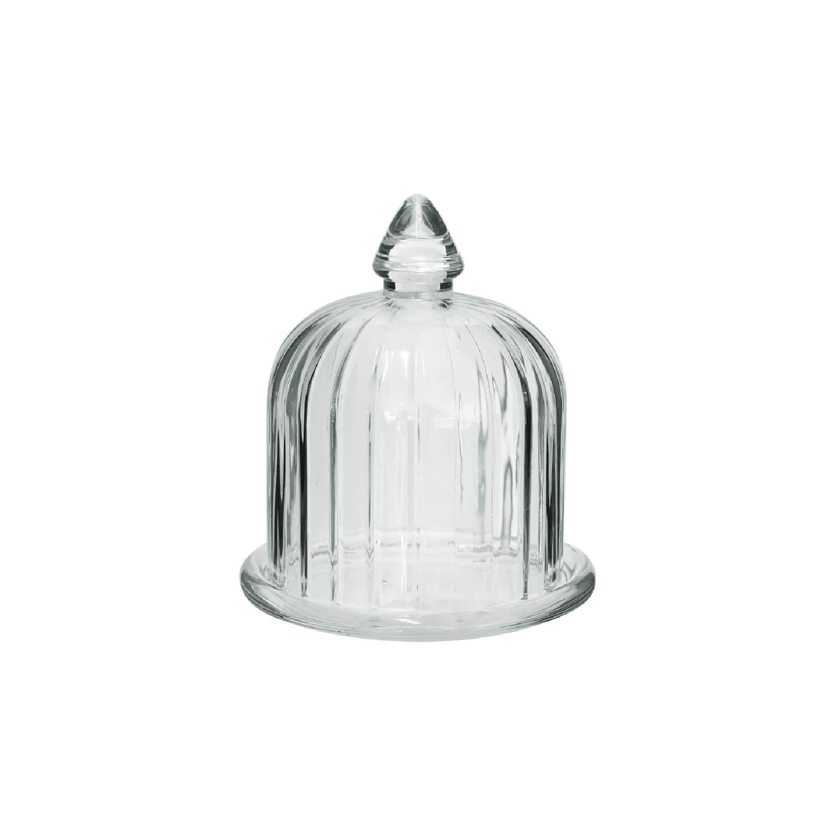 Clear ribbed glass cloche dome