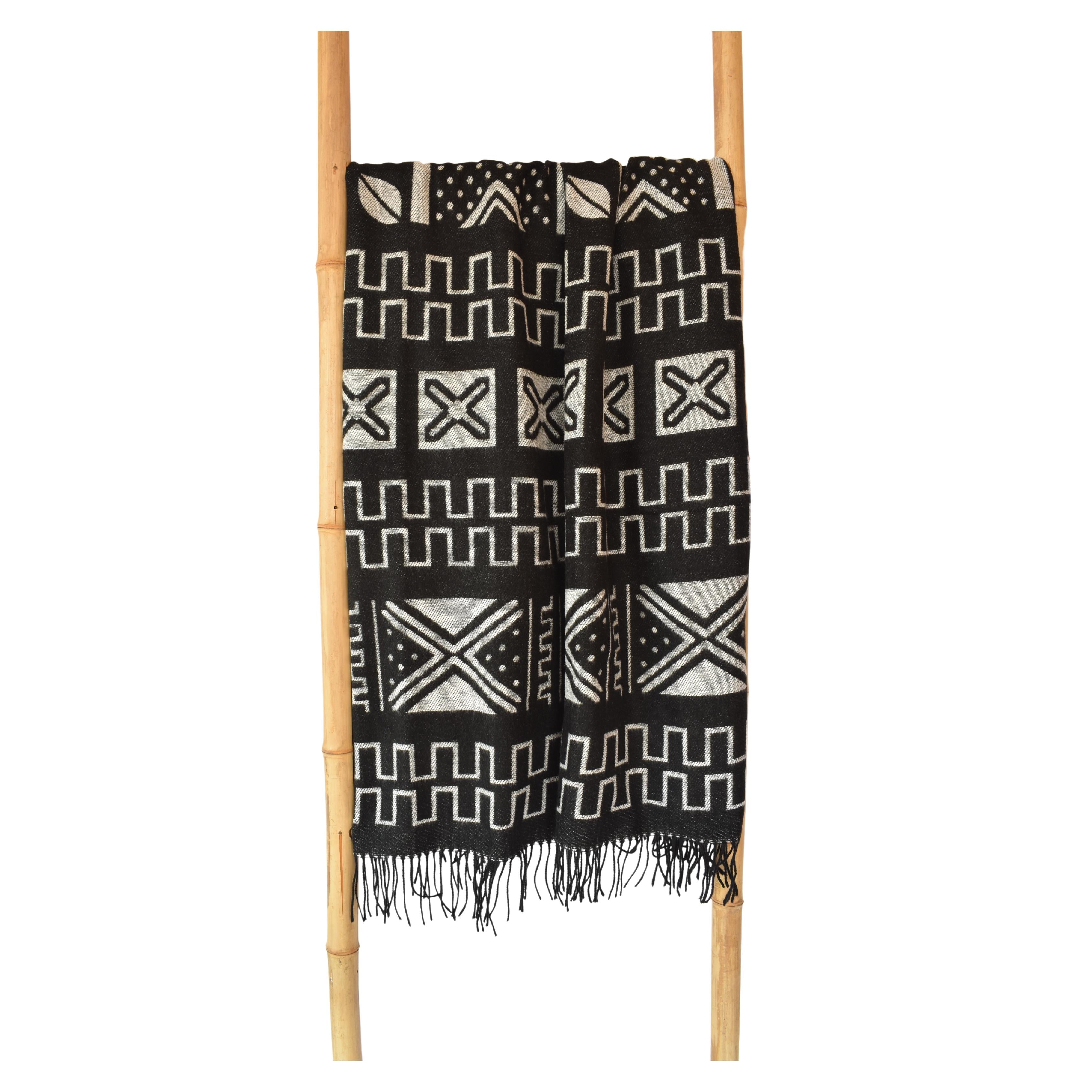 Mud cloth natural and black throw