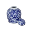 Navy and white jar with lid