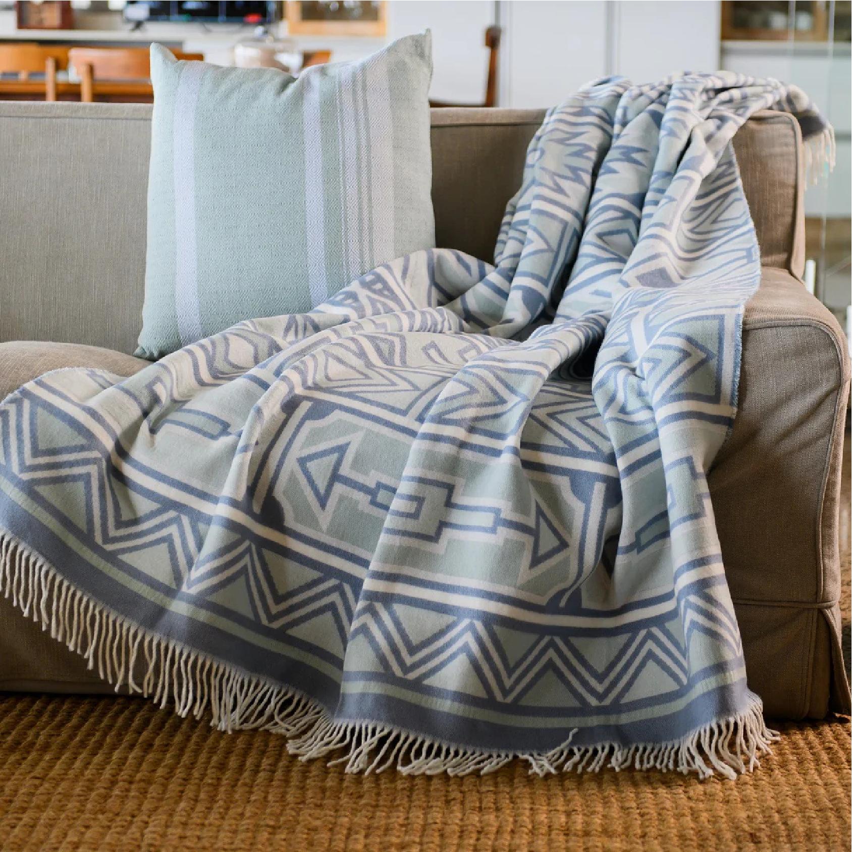 Ndebele overcast sky and eggshell throw