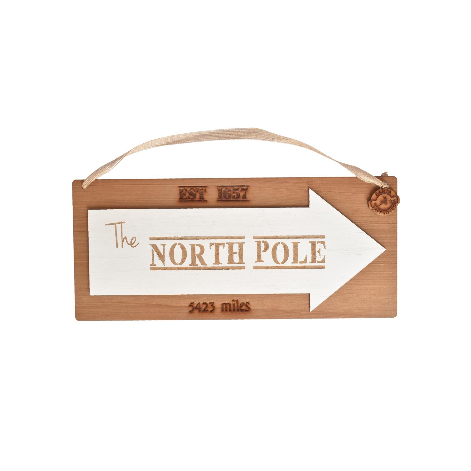Wood north pole sign