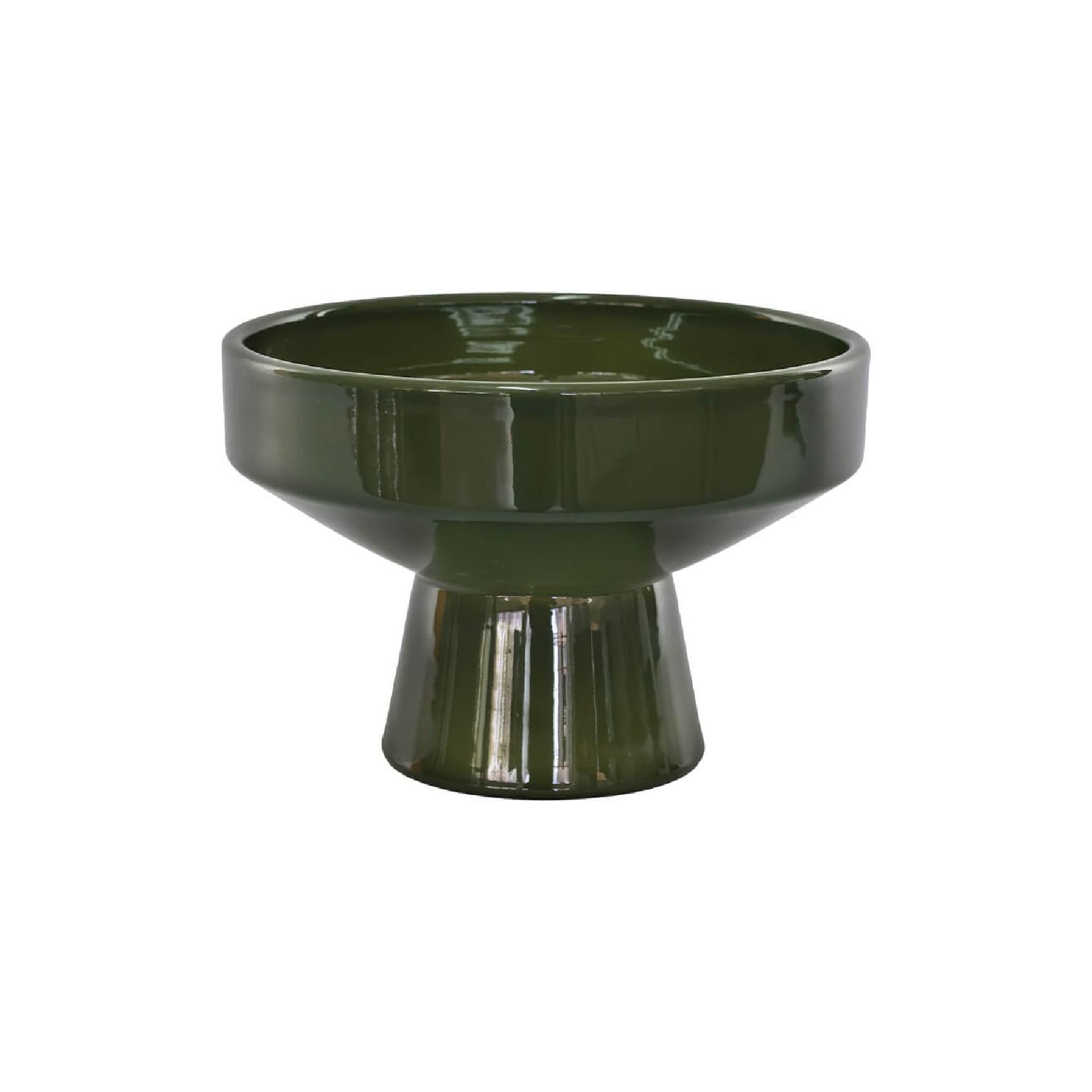 Olive gloss footed vase