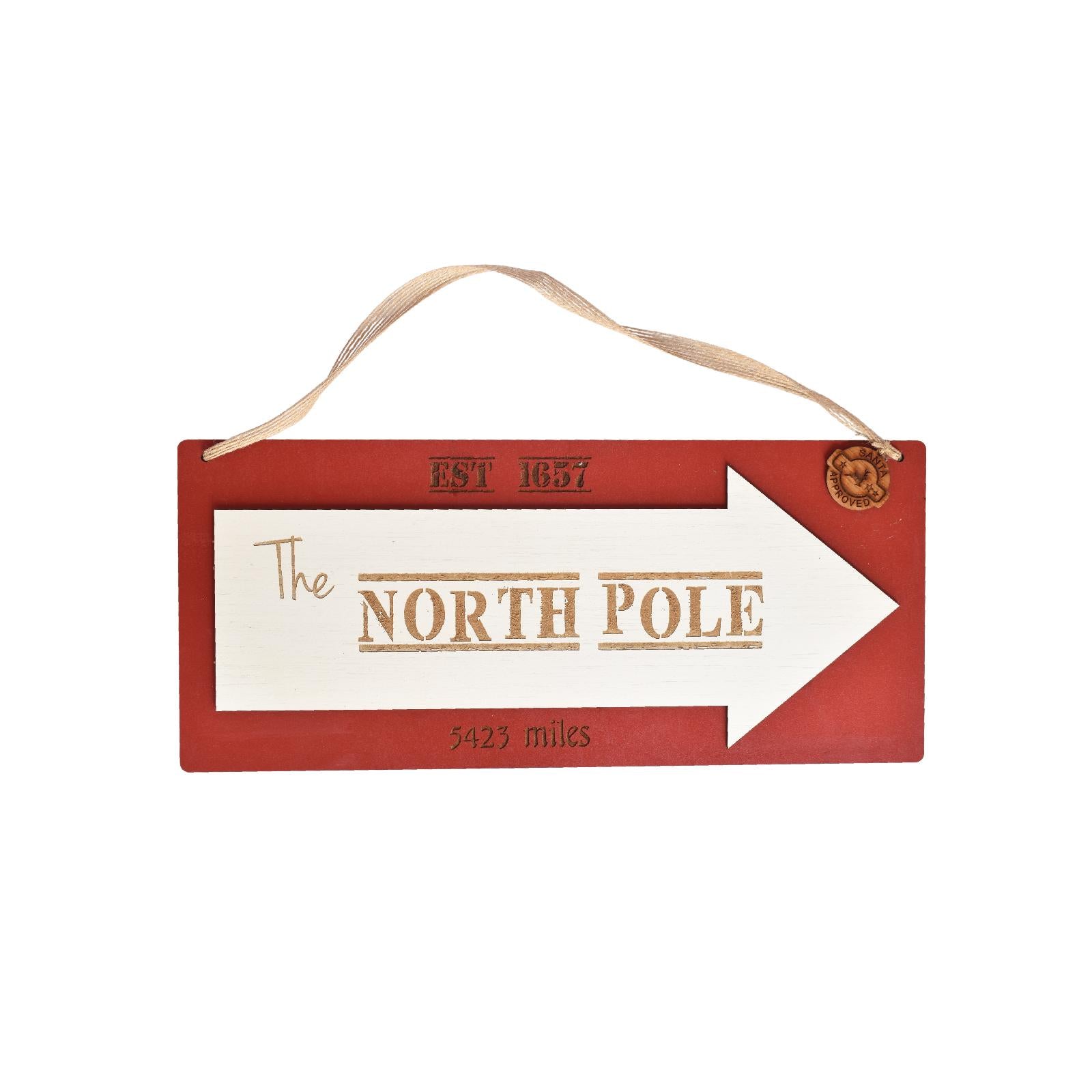 Red north pole sign
