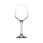Clear wine glass with slim stem and tapered bowl