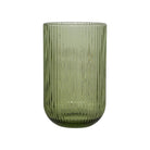 Ribbed green glass hi-ball