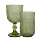 Ribbed green wine glass and hi-ball