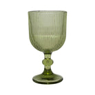 Ribbed green wine glass