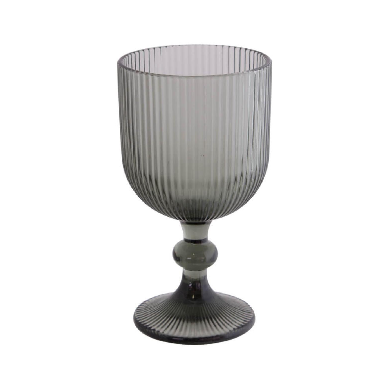Ribbed grey wine glass