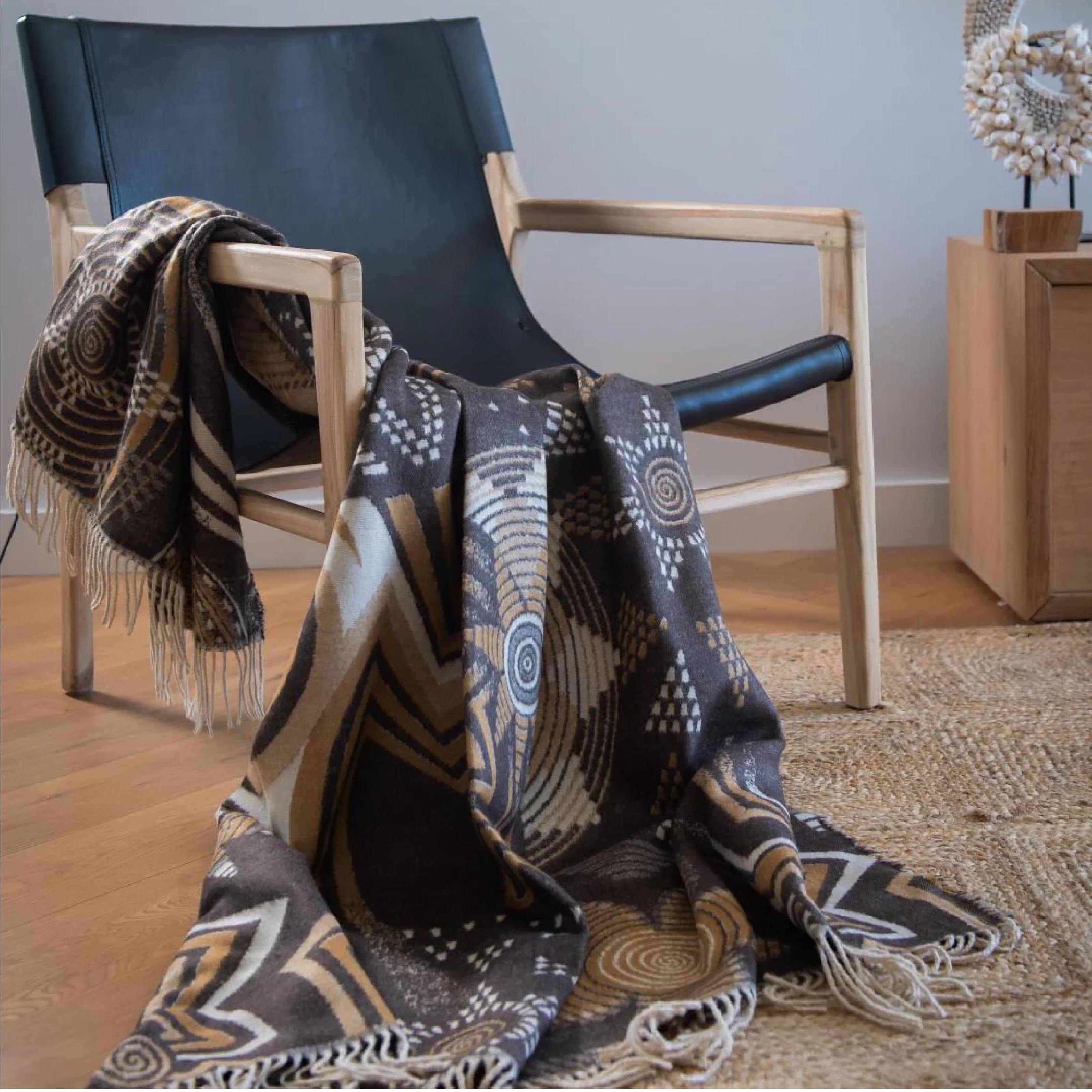 Rwanda cocoa and leather throw styled