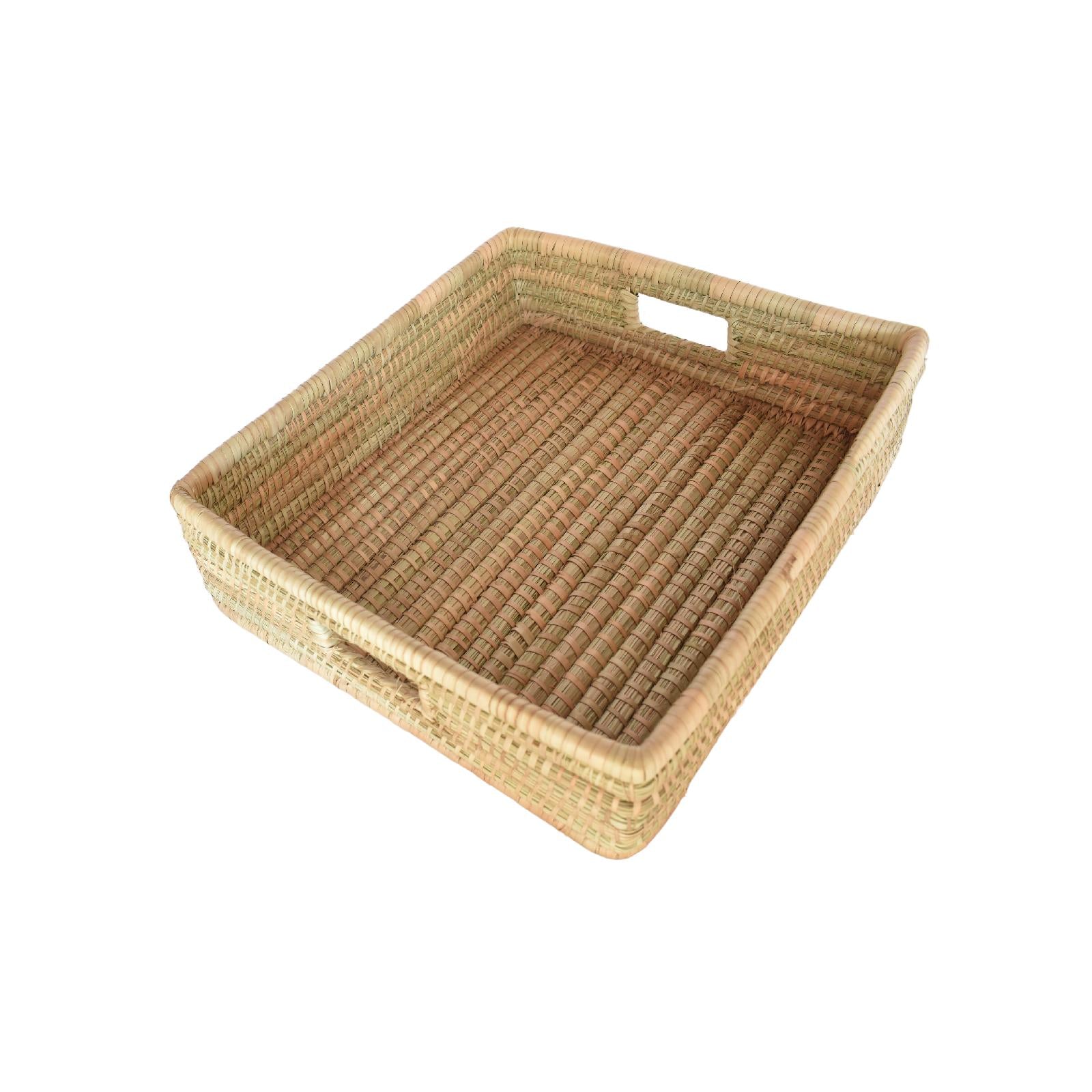 Shallow woven basket