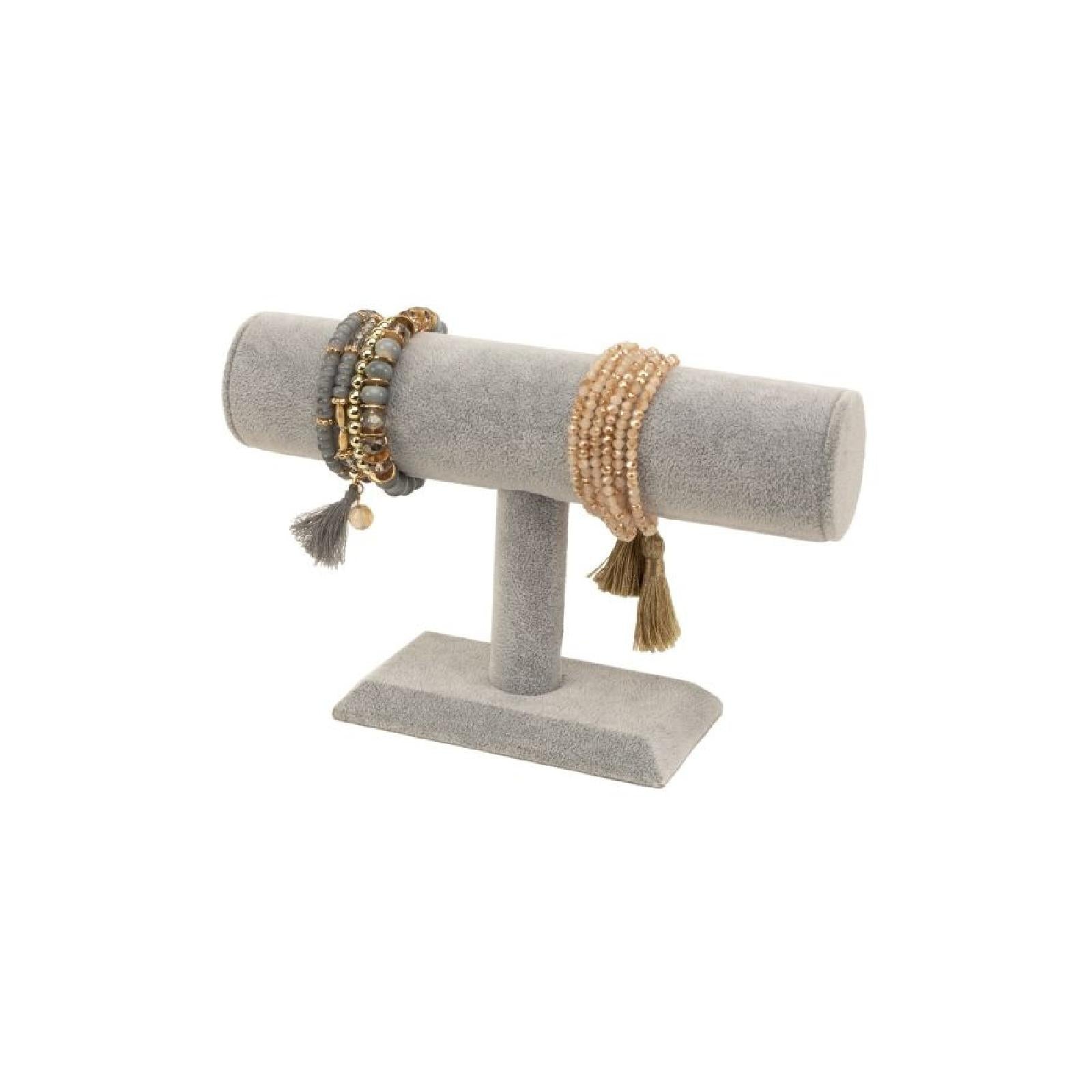Grey velvet bracelet display bar