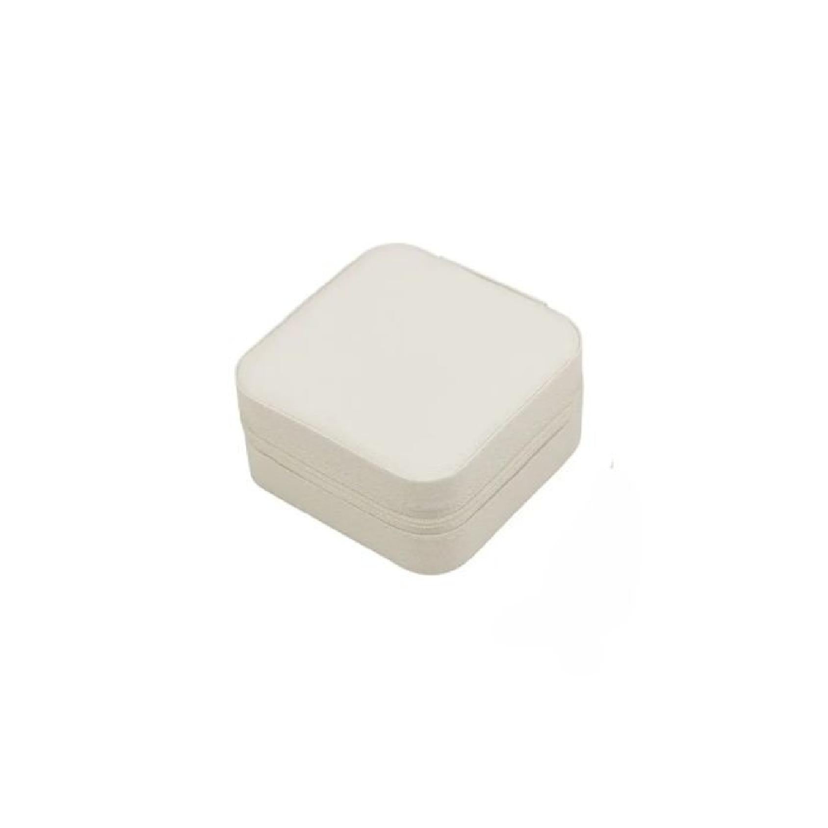 Ivory square zip-around jewellery travel case closed