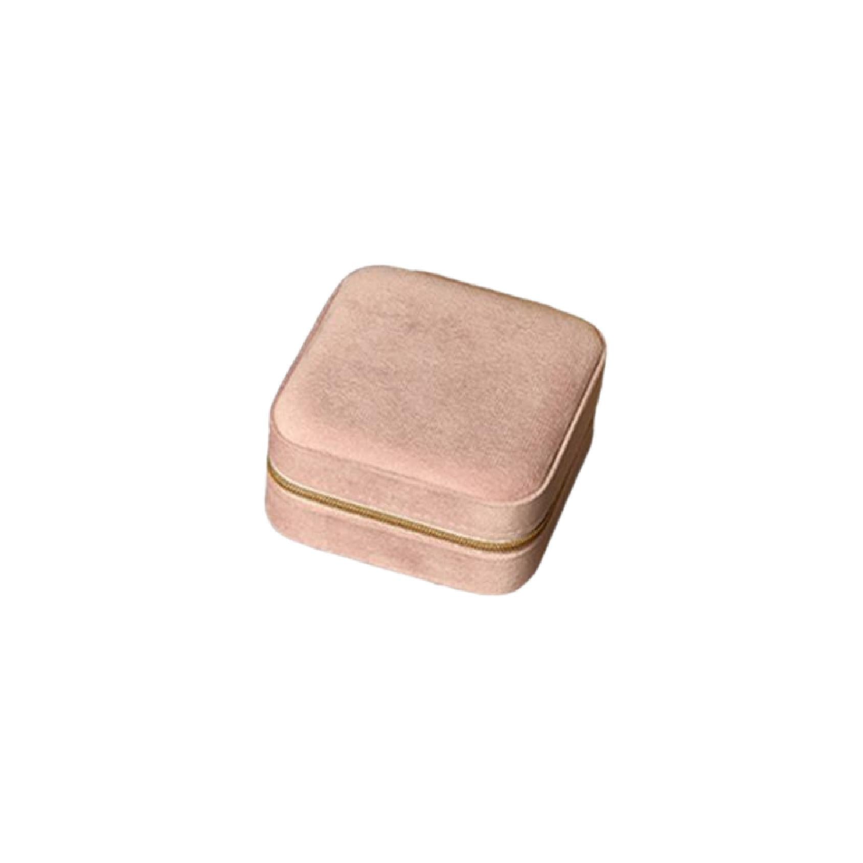 Small pink velvet jewellery travel case