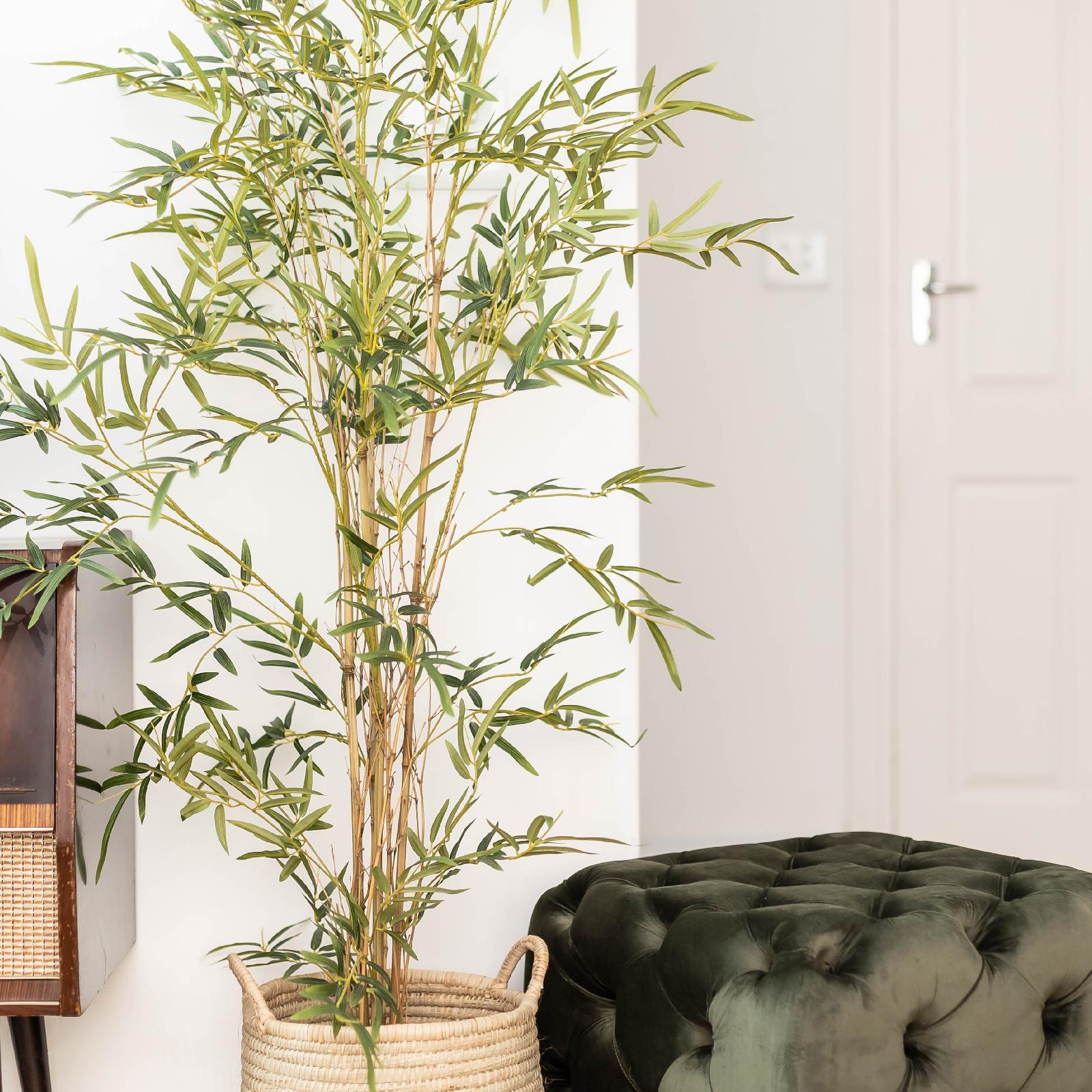 Artificial bamboo plant styled in a lounge