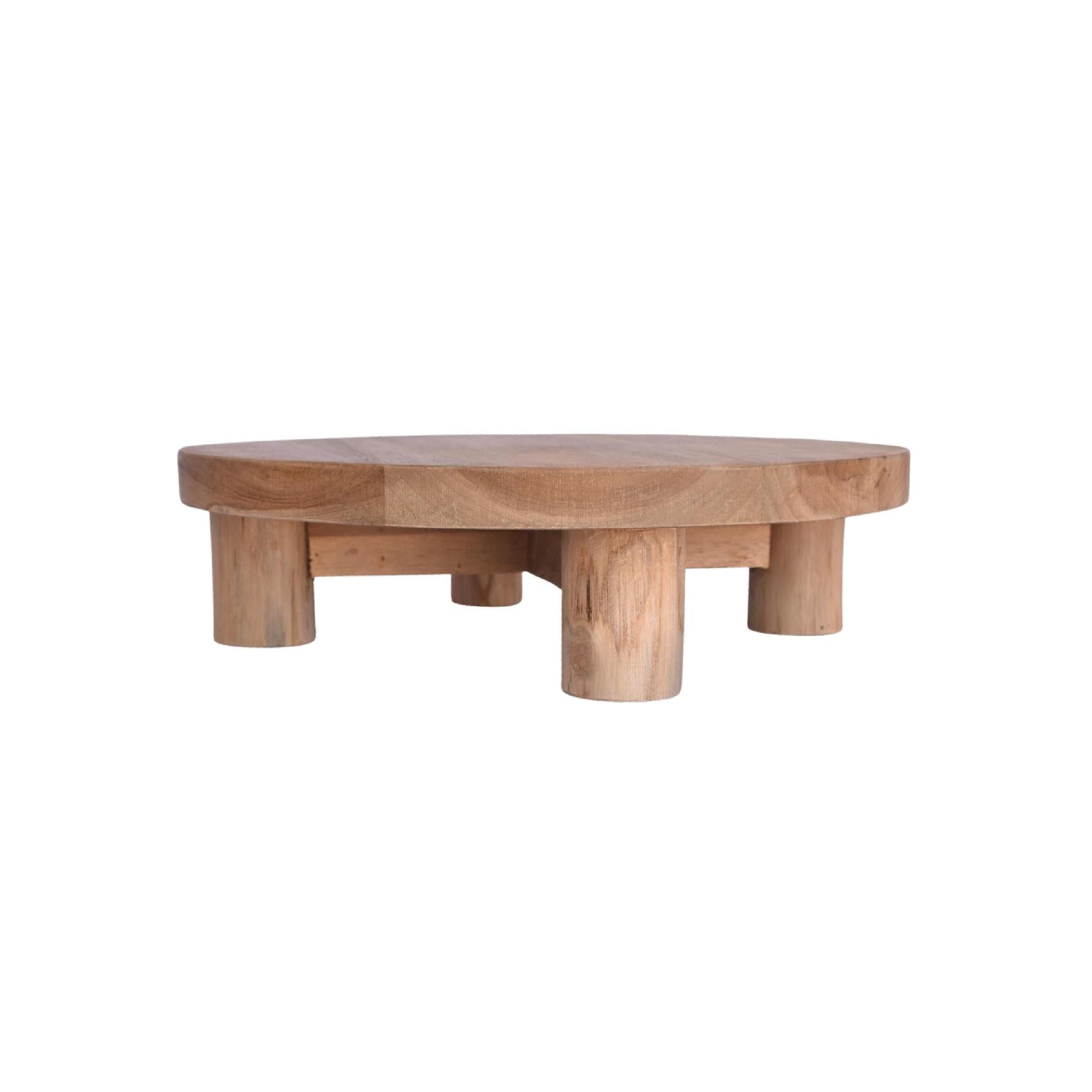 Decorative teak wood table stand on white background