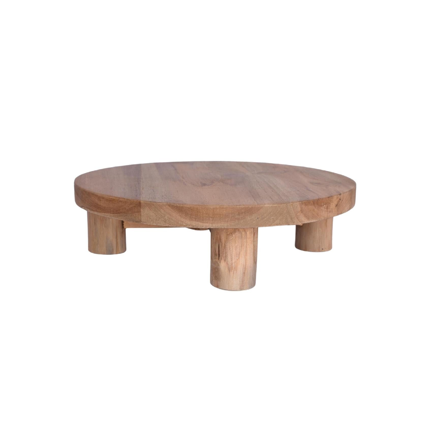 Decorative teak wood table stand on white background