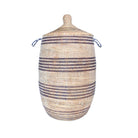 White and navy woven laundry basket