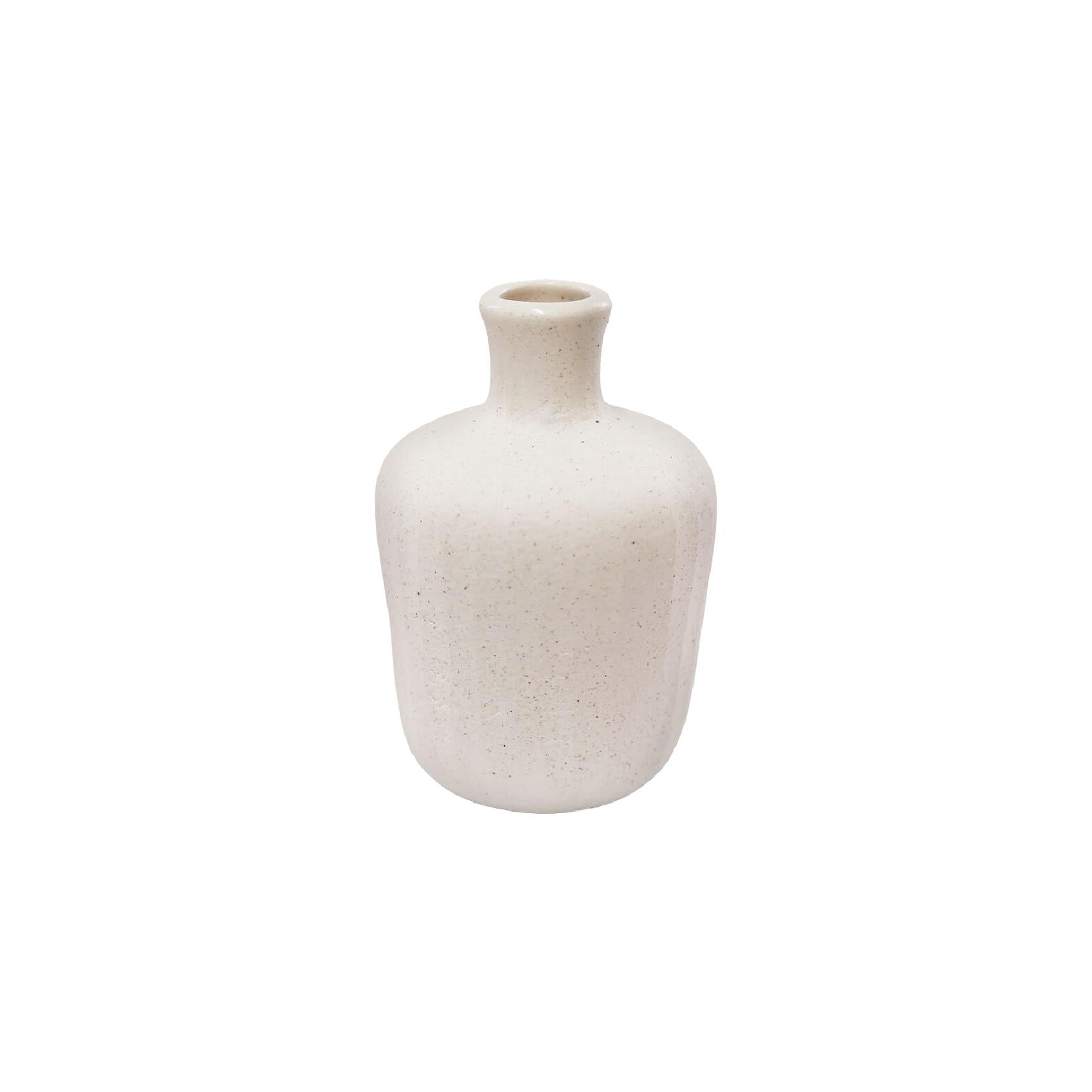 White speckled ceramic posy vase shaped as a bottle