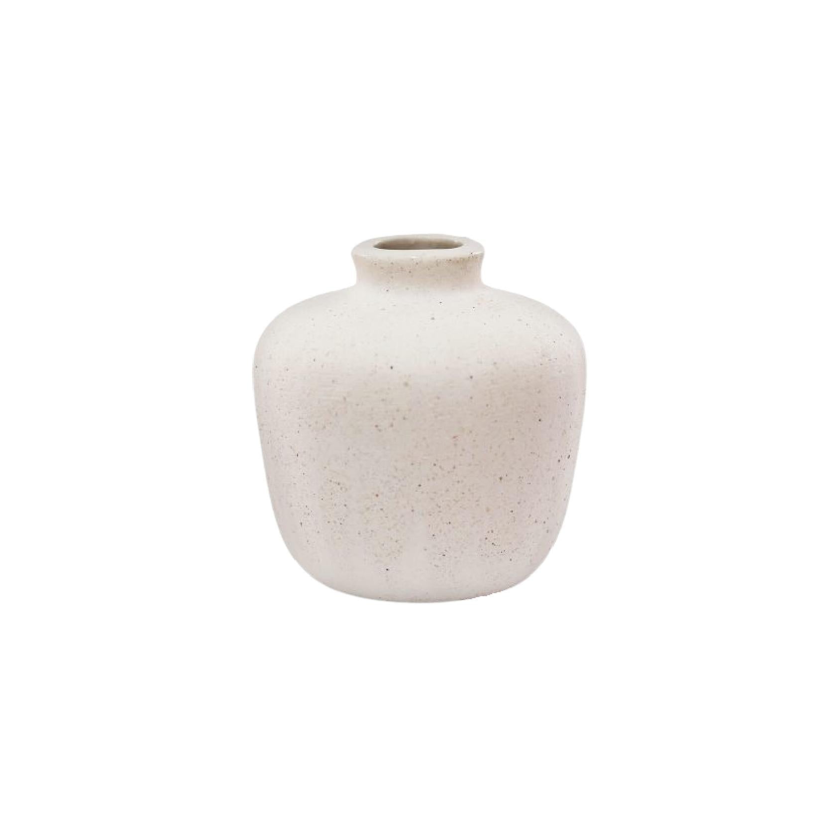 White speckled ceramic posy vase shaped as a bottle