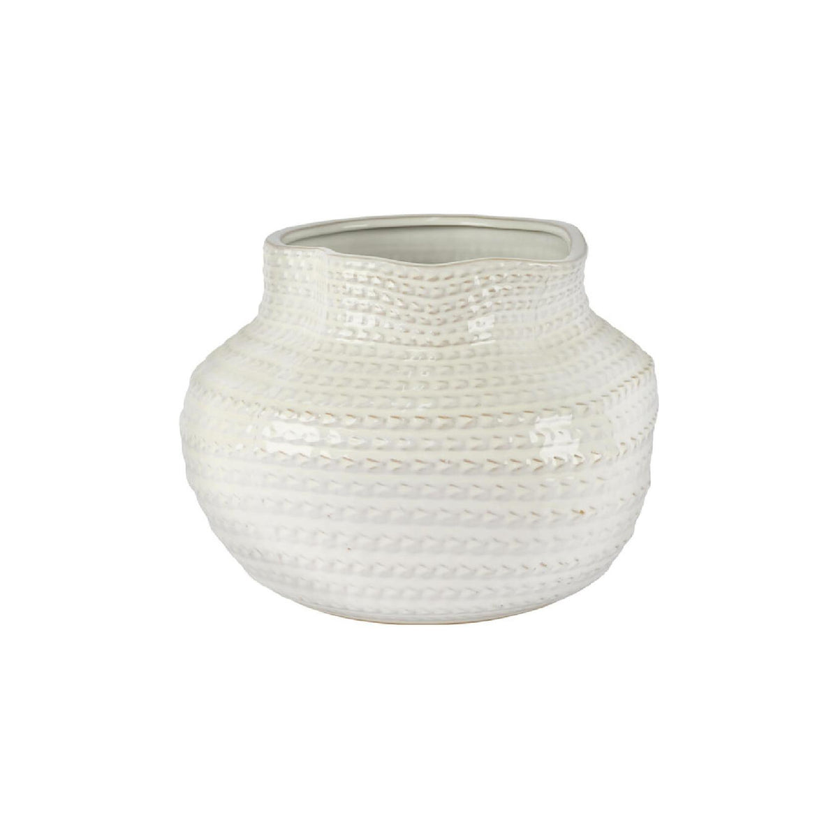 White textured ceramic vase