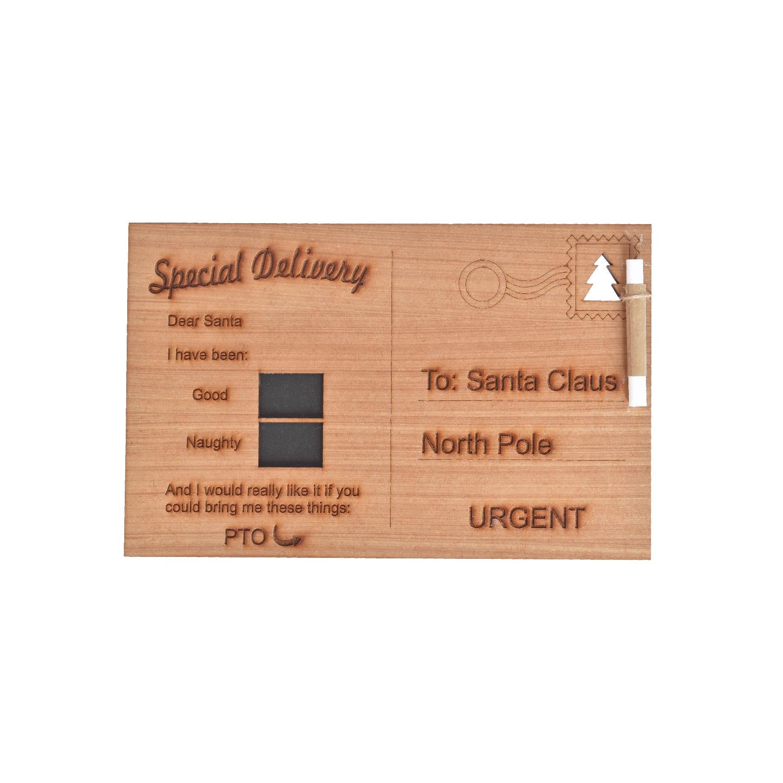 Wooden special delivery postcard