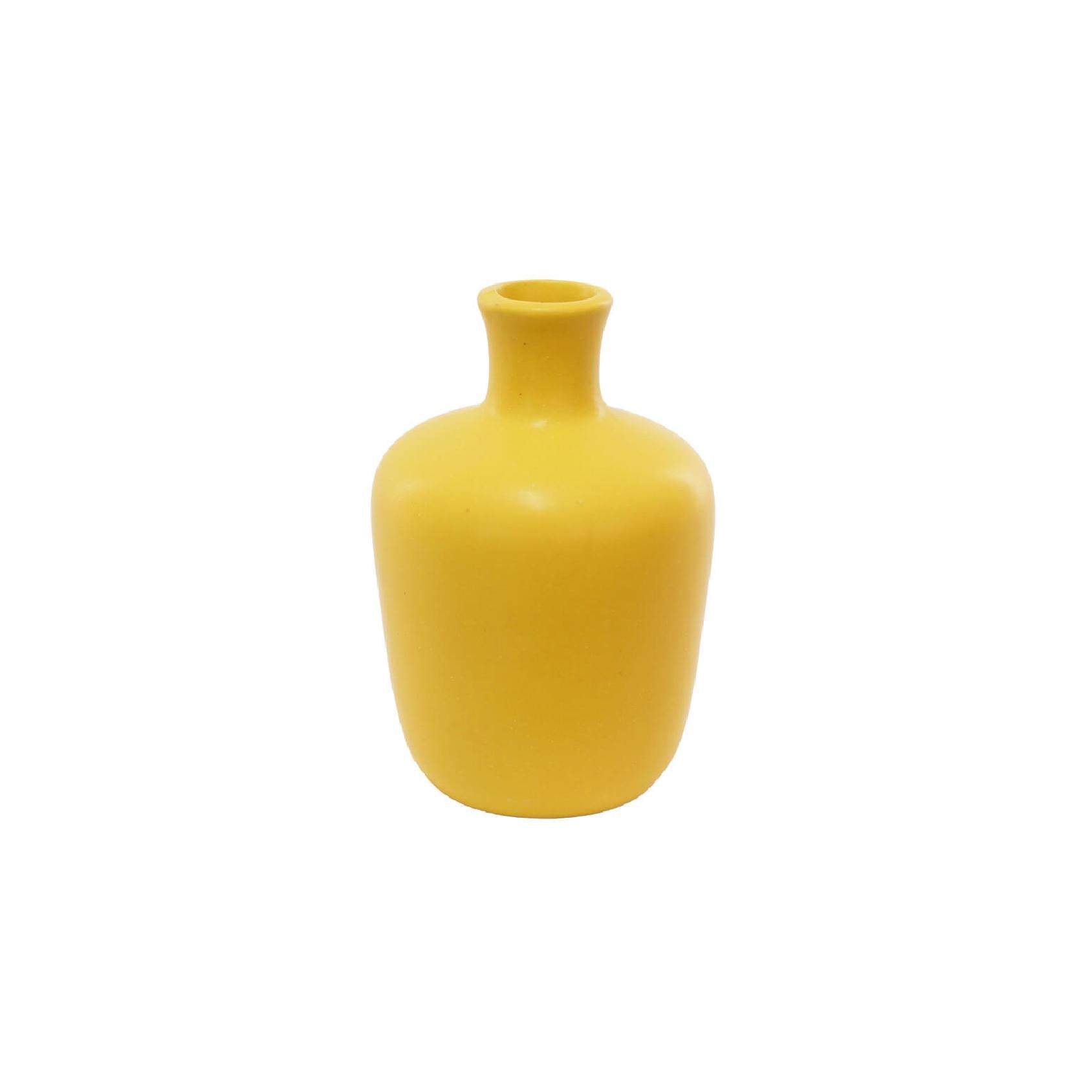 Bottle-shaped yellow ceramic posy vase