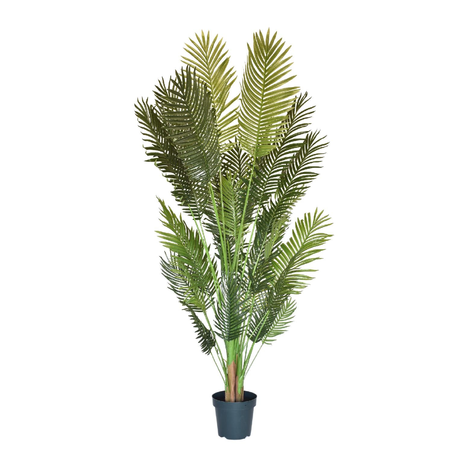 Artificial palm tree in black pot