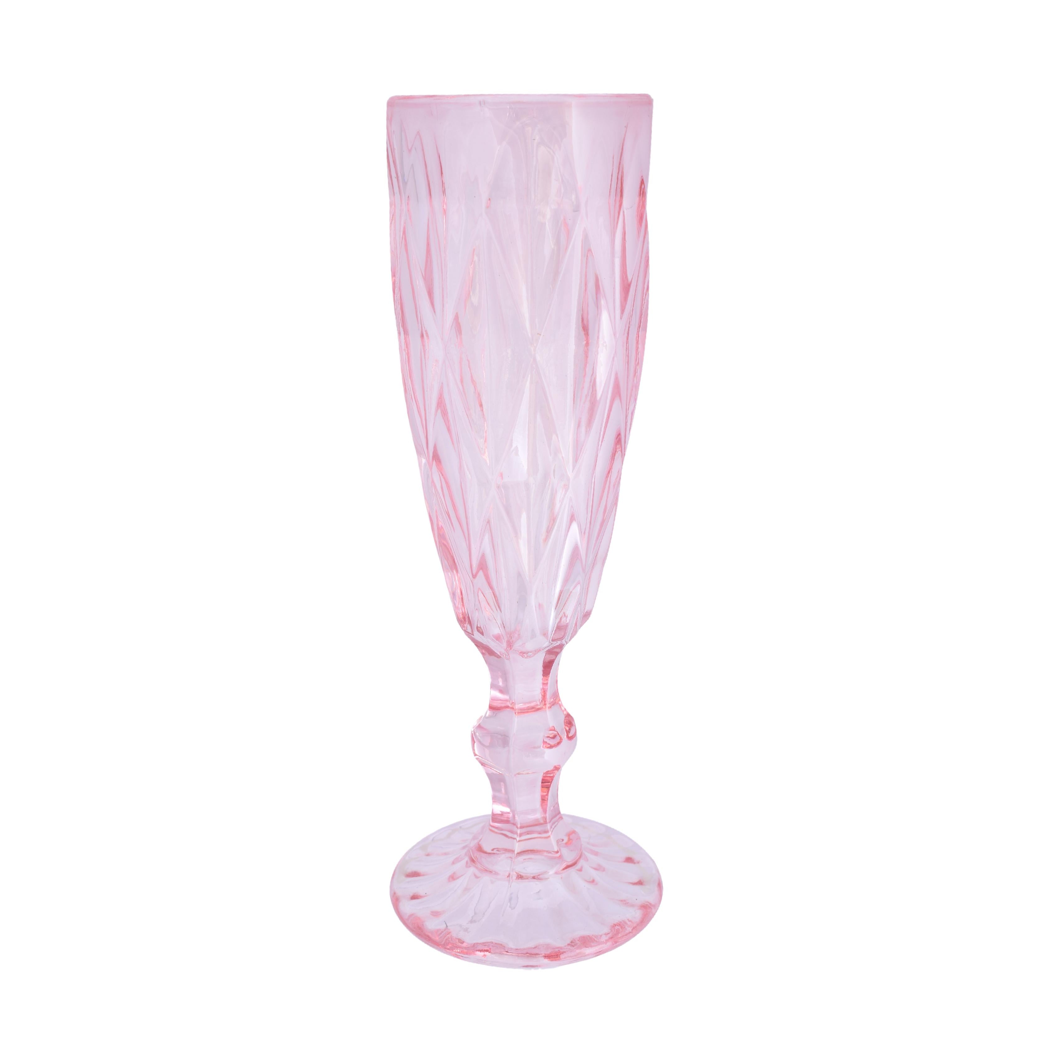 Blushing pink decorative glass champagne flute