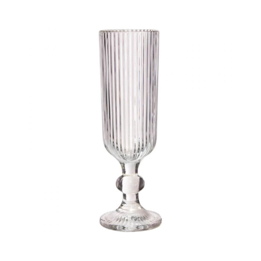 Clear glass ribbed champagne flute